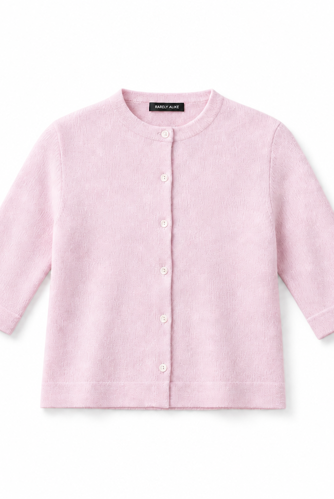 Mingstreet ASC launch still-life | RARELY ALIKE | Pure Wool Half Sleeve Cardigan | Pink | background_redo_2026-06-21