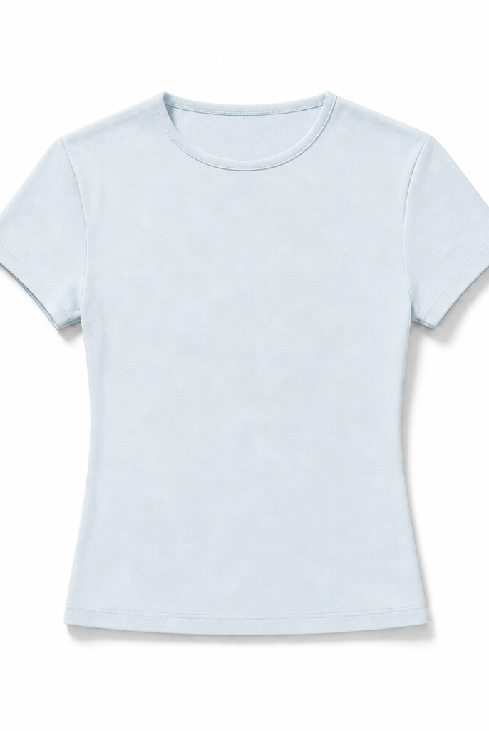 Mingstreet ASC launch still-life | RARELY ALIKE | Cotton Blend Crew Neck T Shirt | Sky Blue | background_redo_2026-06-21