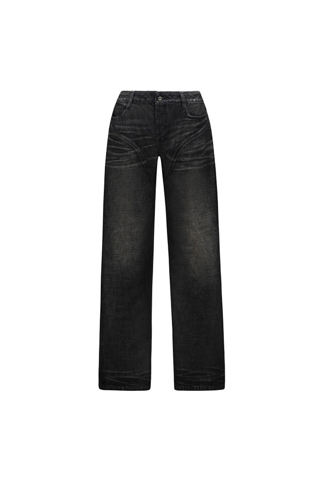 FaxCopyExpress Curved Panel Dirty Wash Jeans in Gray