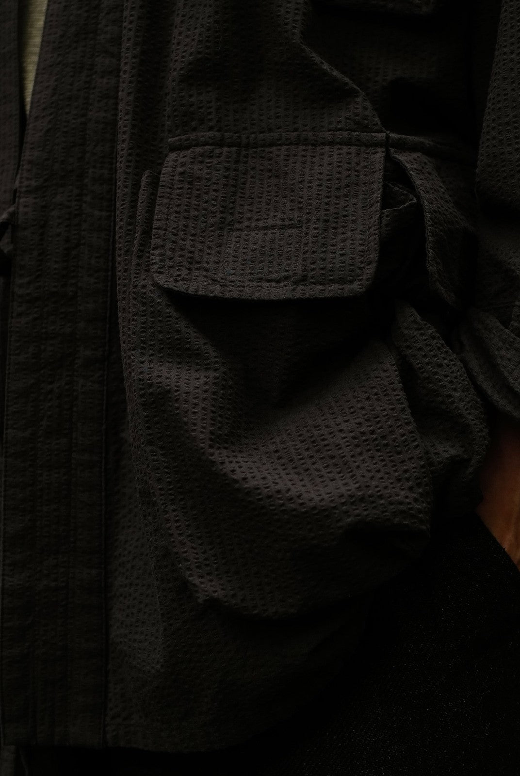 USAGE Reversible Utility Noragi Jacket in Black - On Model
