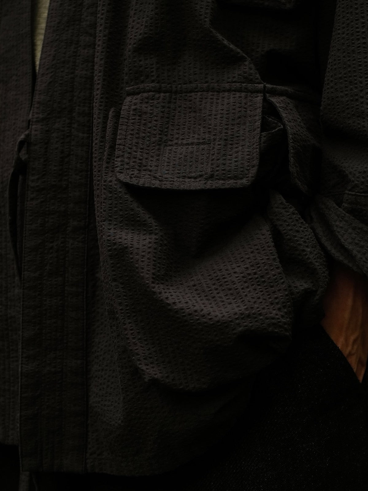 USAGE Reversible Utility Noragi Jacket in Black - On Model