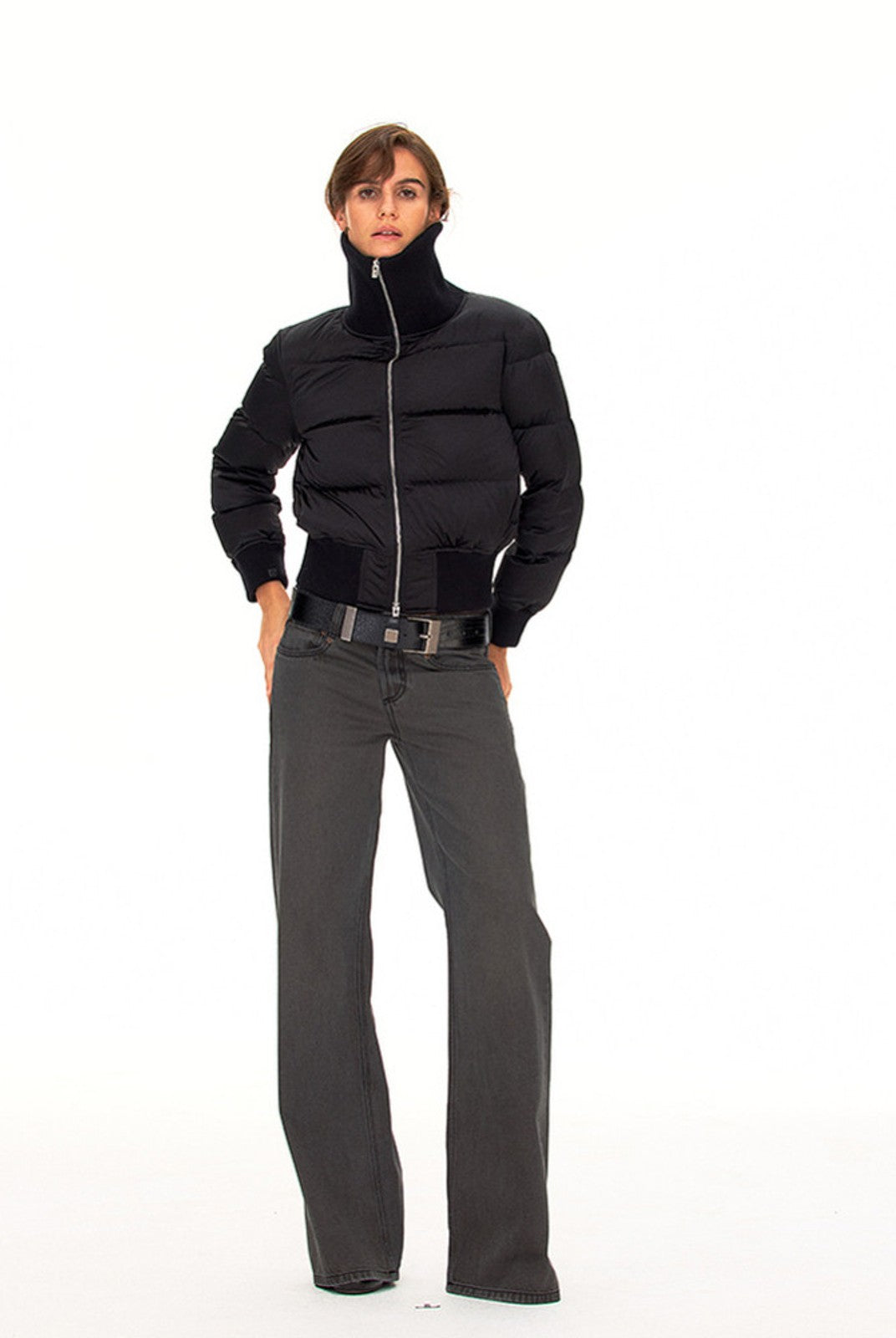 FaxCopyExpress Vintage Wash Gray Jeans in Gray - On Female Model