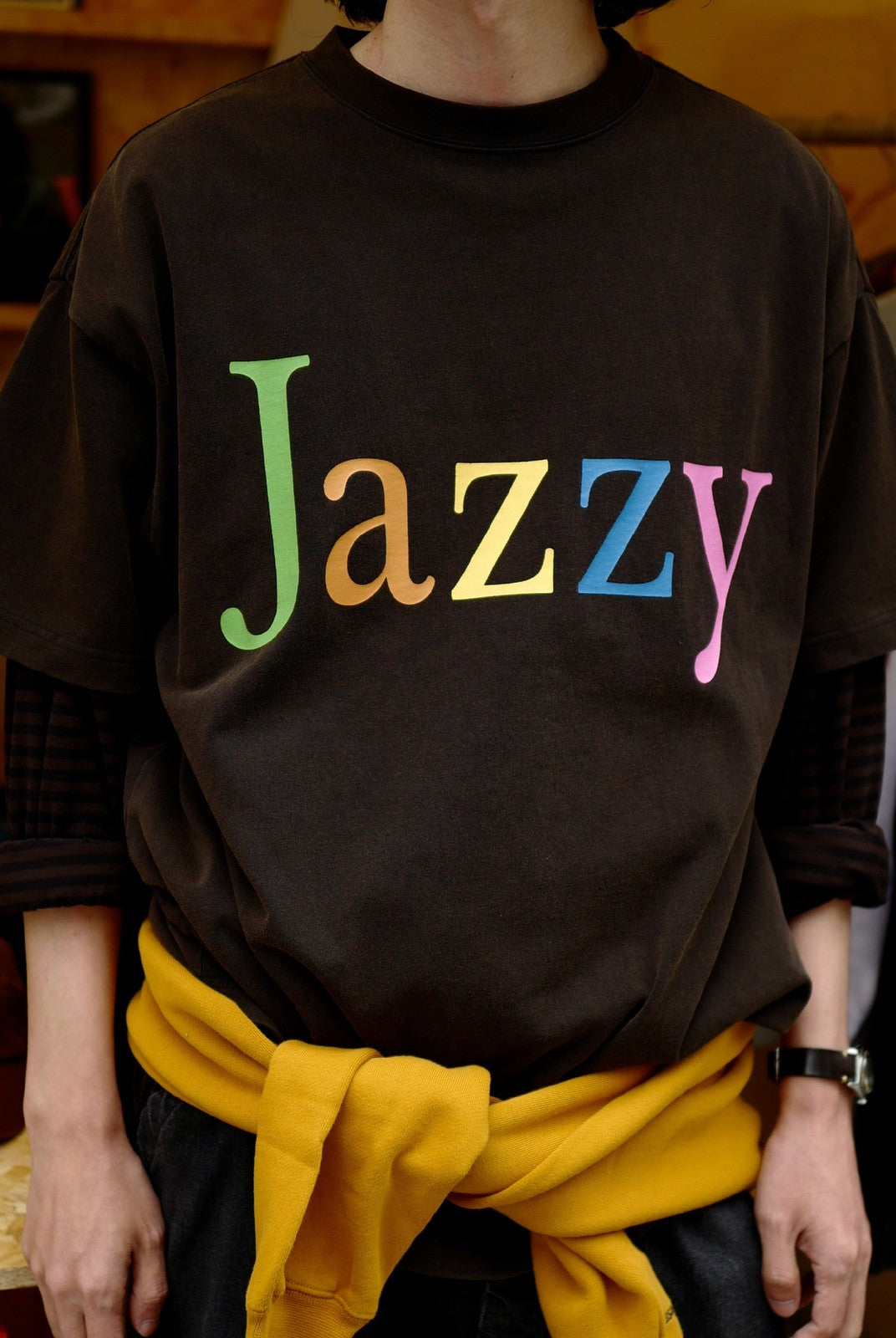 USAGE JZ Festival Graphic Cotton T Shirt in Black - On Model
