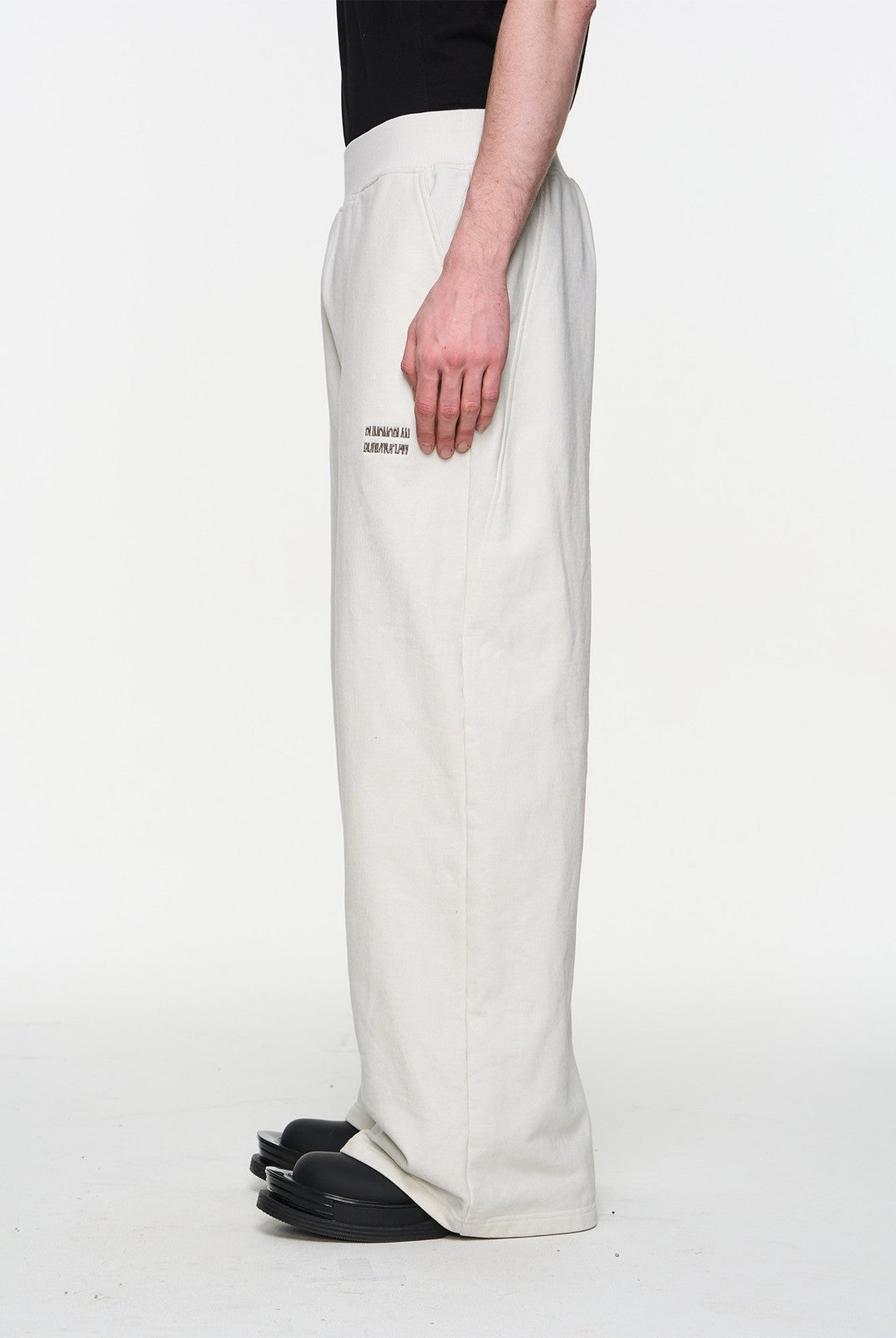 BLINDNOPLAN Metallic Logo Zip Hoodie Pants Set in White - On Male Model