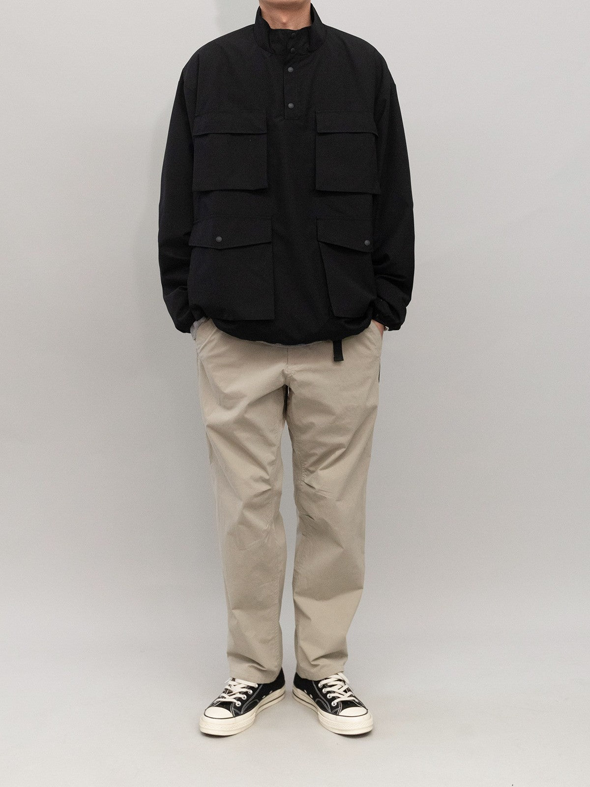 SOD Water Repellent Tapered Hiking Pants in Beige - On Male Model