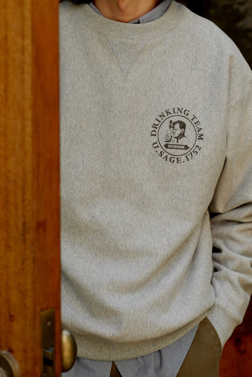 USAGE Reversible Sorona Blend Sweatshirt in Gray - On Male Model