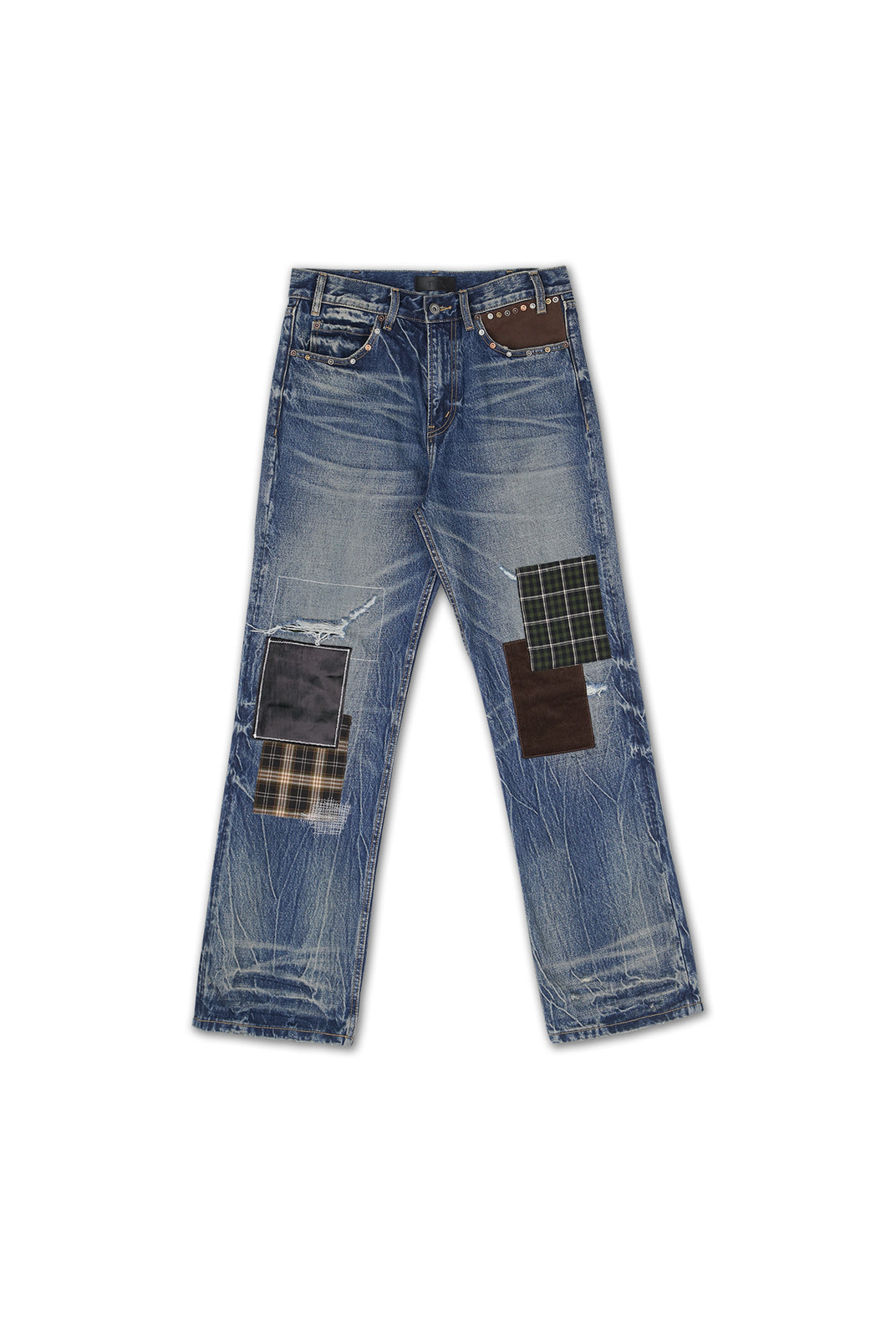 SOD Distressed Patchwork Jeans in Blue