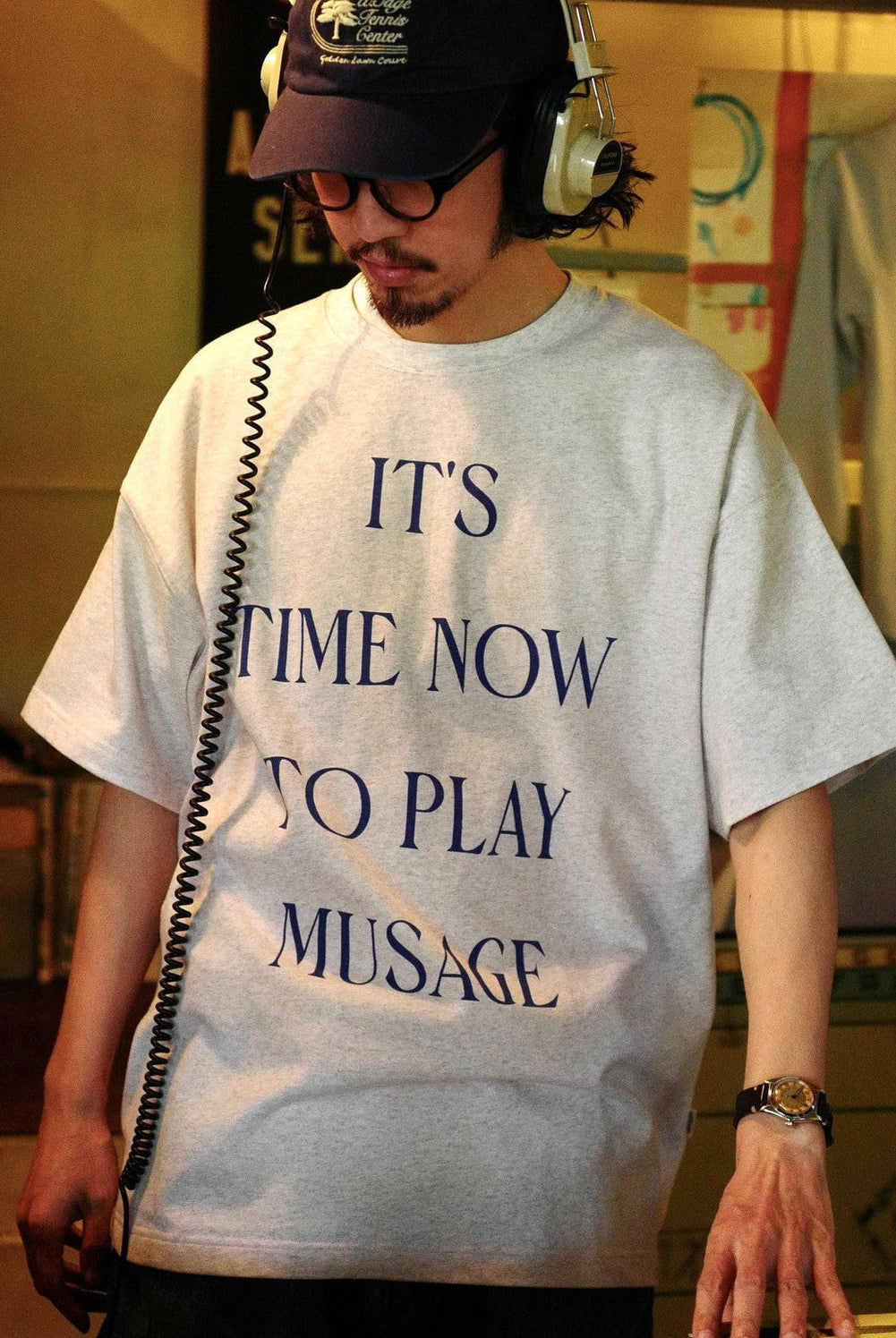 USAGE Heavyweight Graphic Cotton T Shirt in Heather Gray - On Male Model