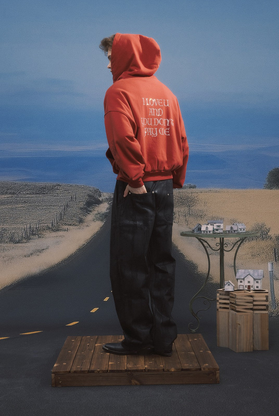 SOD Reversible Rhinestone Zip Hoodie in Red - On Model