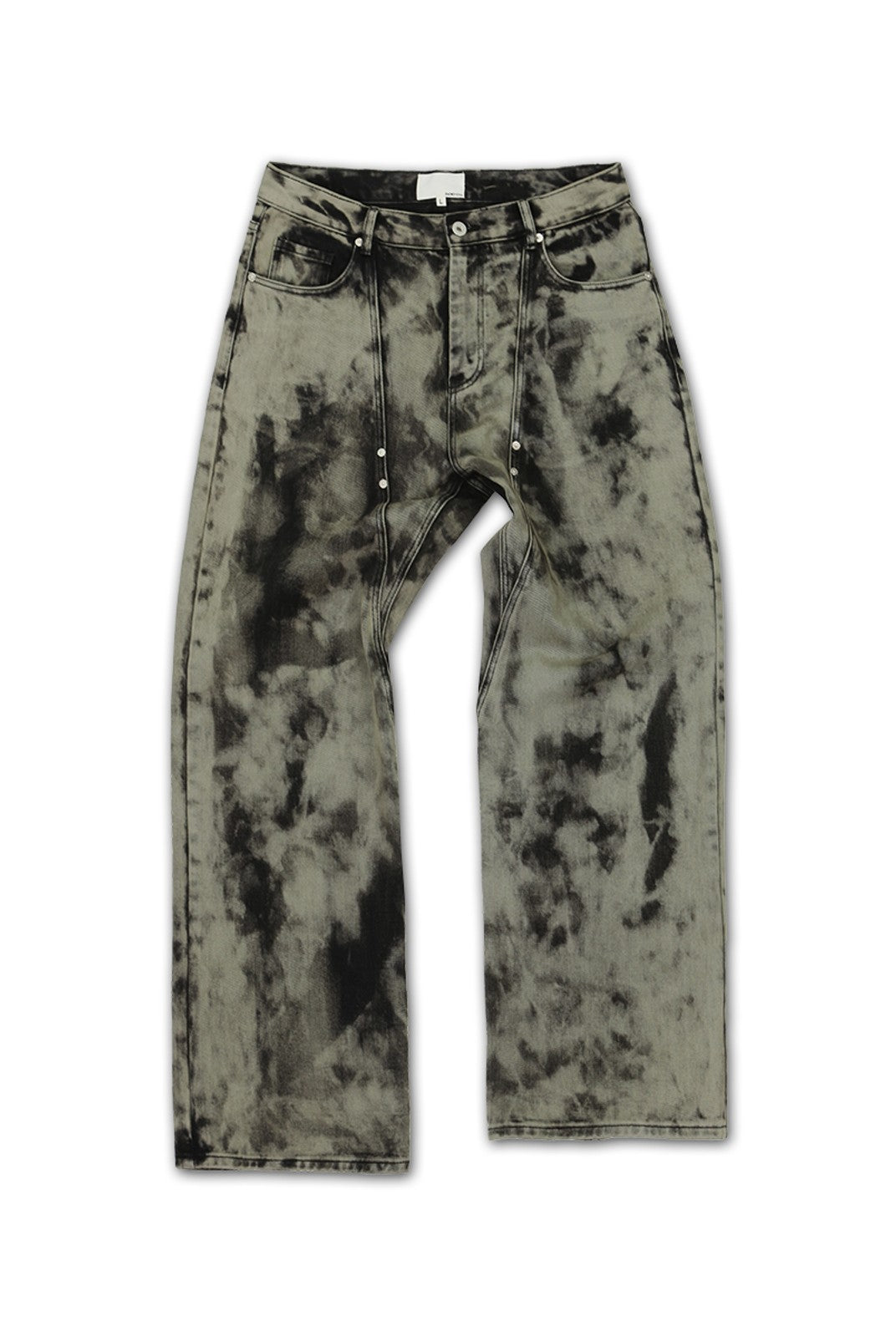 SOD Hand Tie Dye Distressed Straight Jeans in Gray