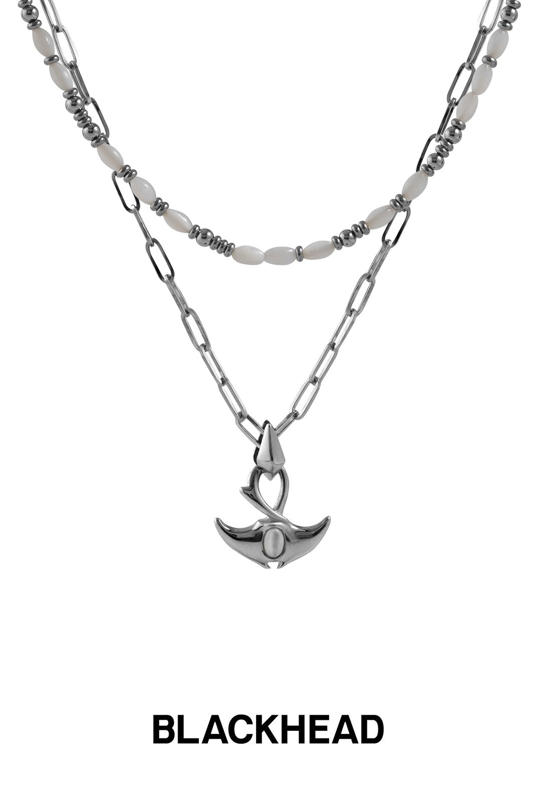 BLACKHEAD Double Layer Manta Ray Necklace in Silver - Detail