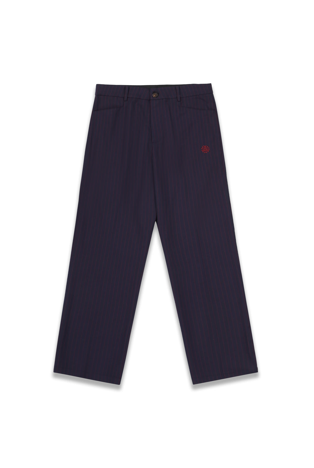 SOD Melvins Embroidered Pinstripe Trousers in Navy Blue