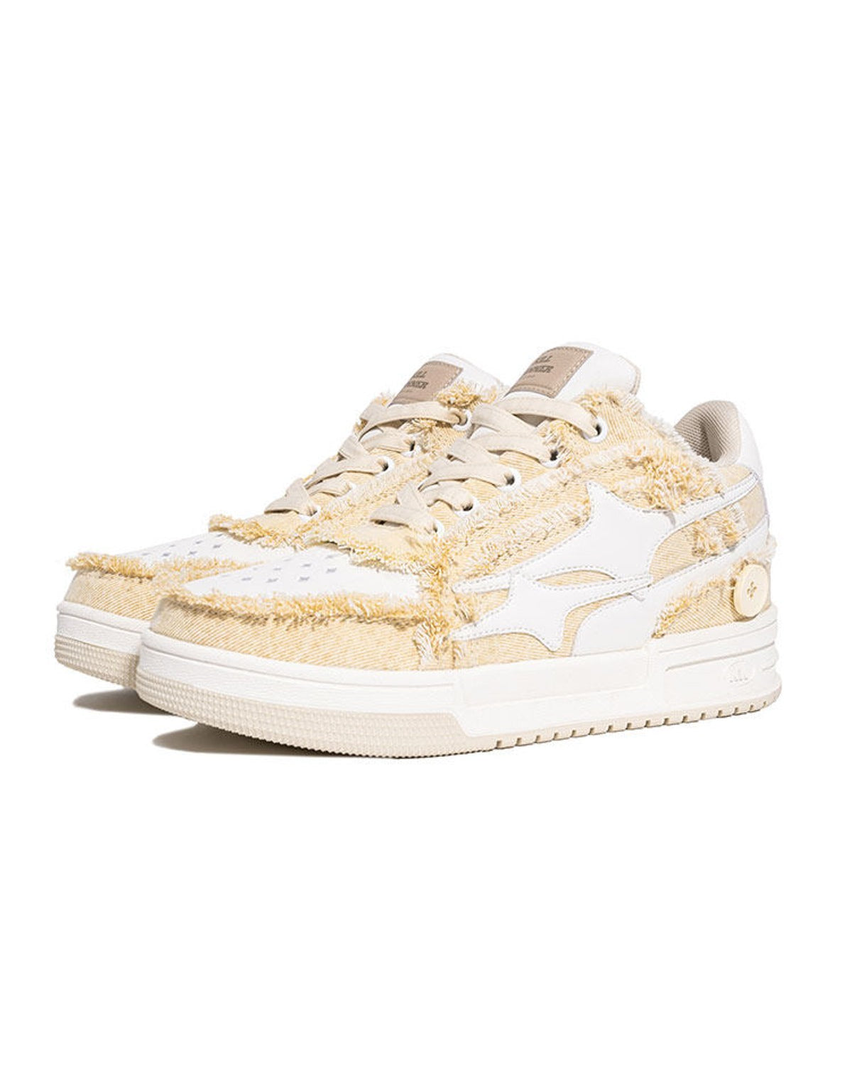 KILLWINNER Khaki Distressed Denim Low Top Sneakers in Khaki