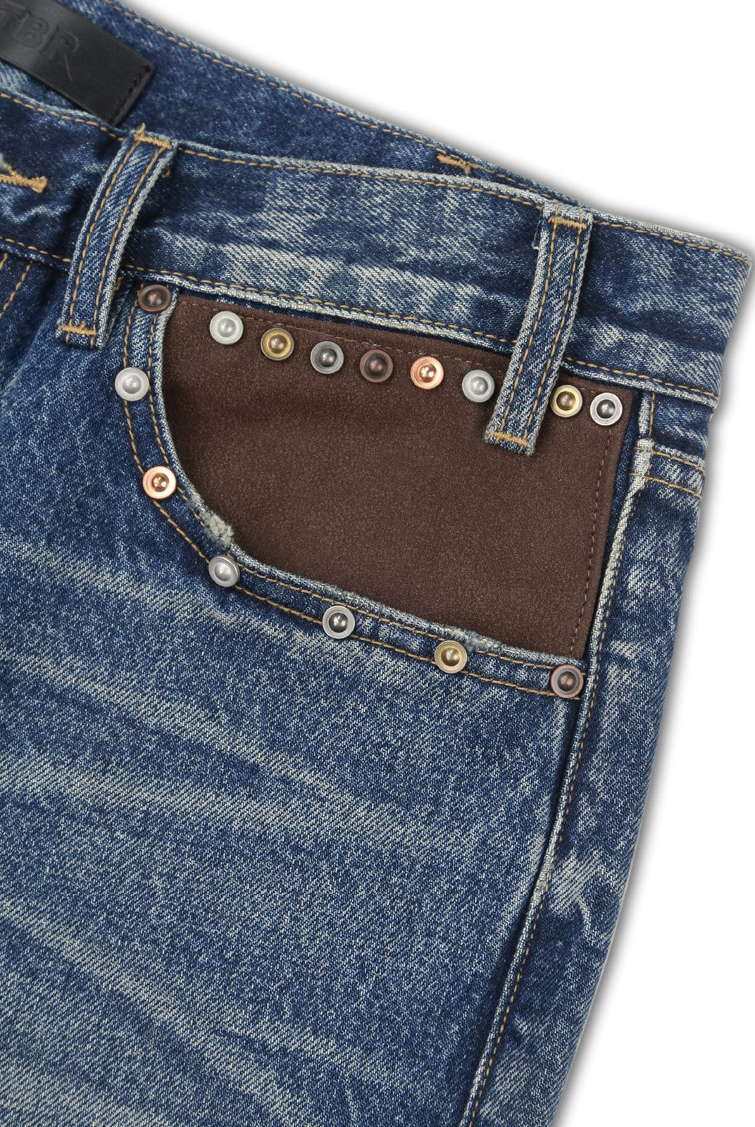 SOD Distressed Patchwork Jeans in Blue - Detail