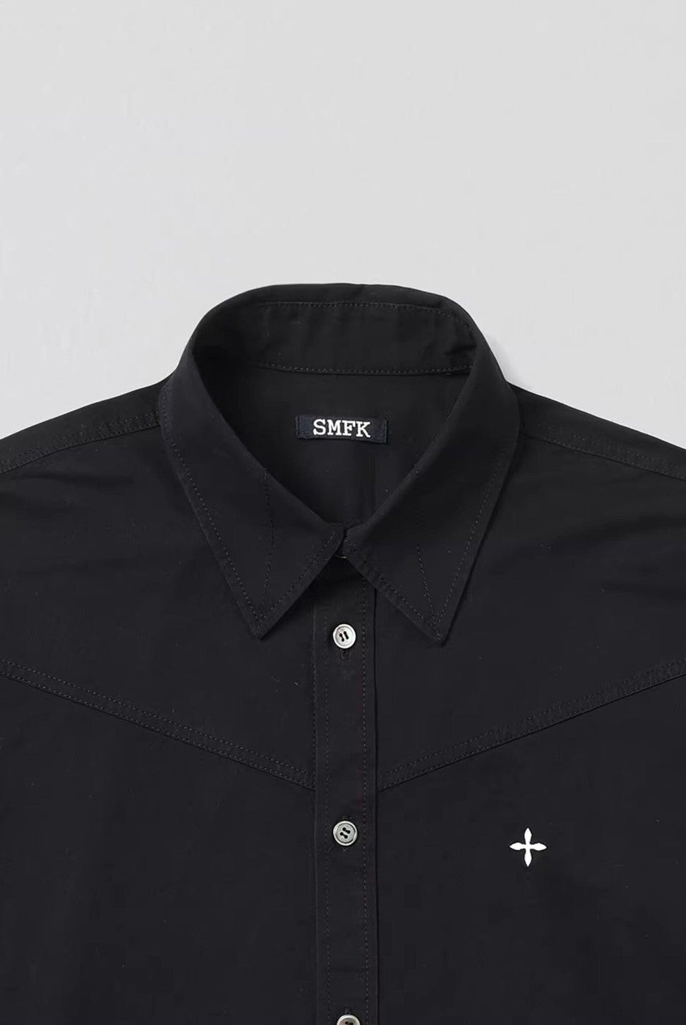 SMFK Cross Badge Cotton Cargo Shirt in Black - Detail