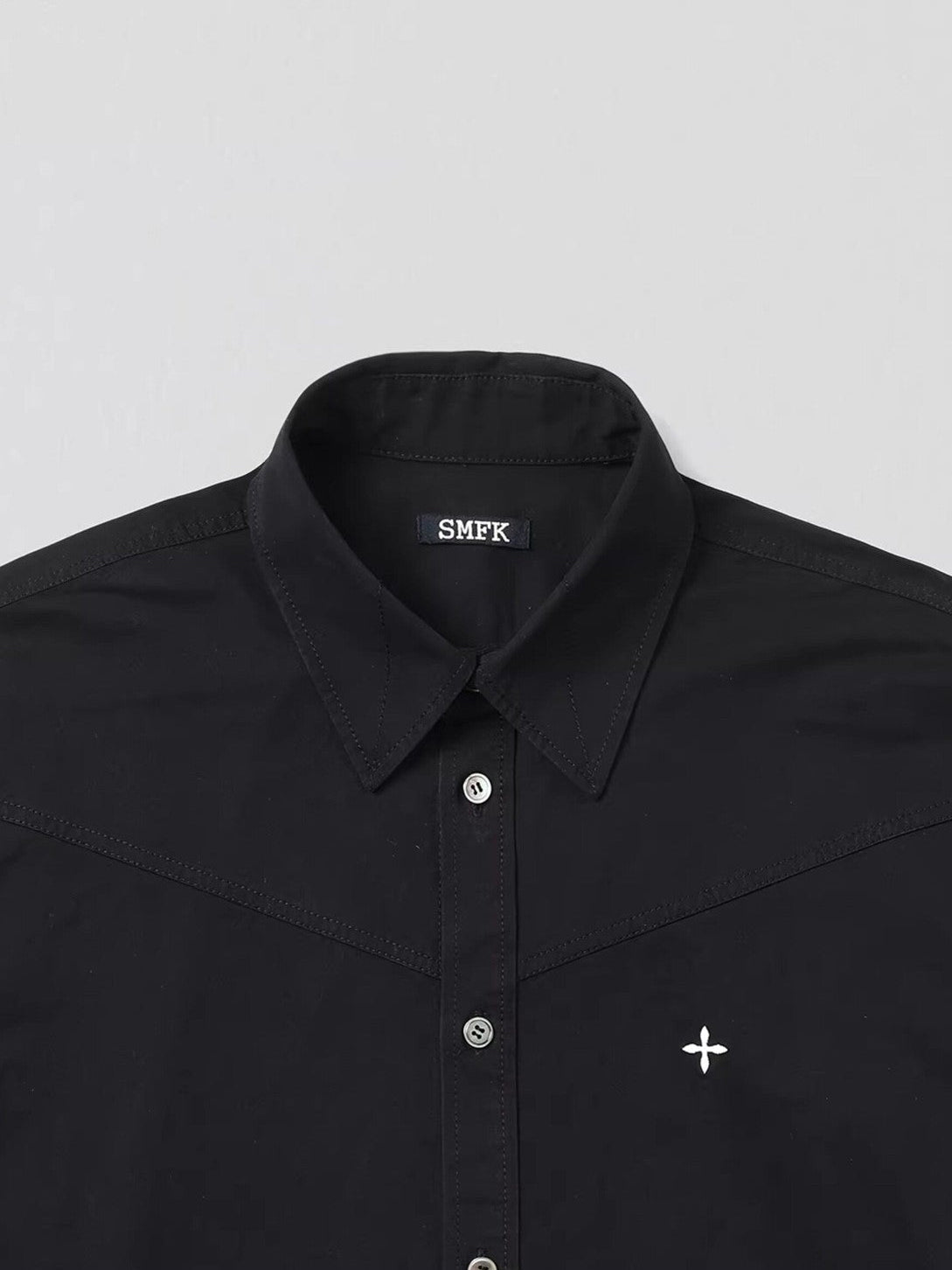SMFK Cross Badge Cotton Cargo Shirt in Black - Detail