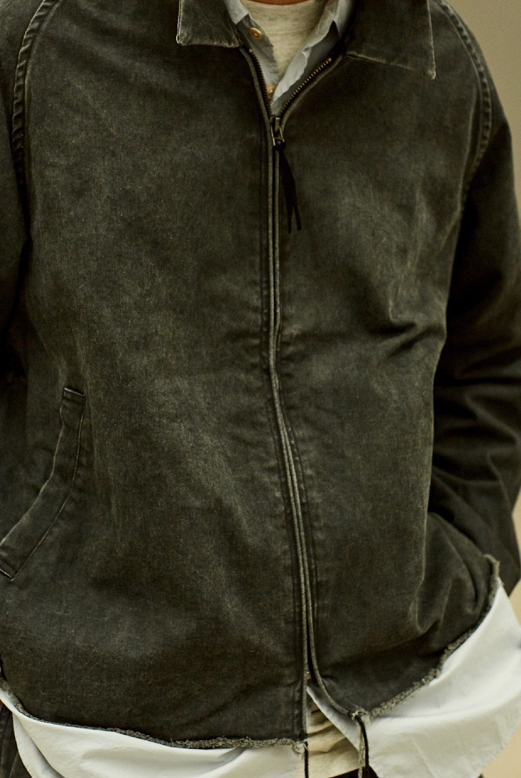 USAGE Vintage Washed Cotton Sports Jacket in Black - On Male Model