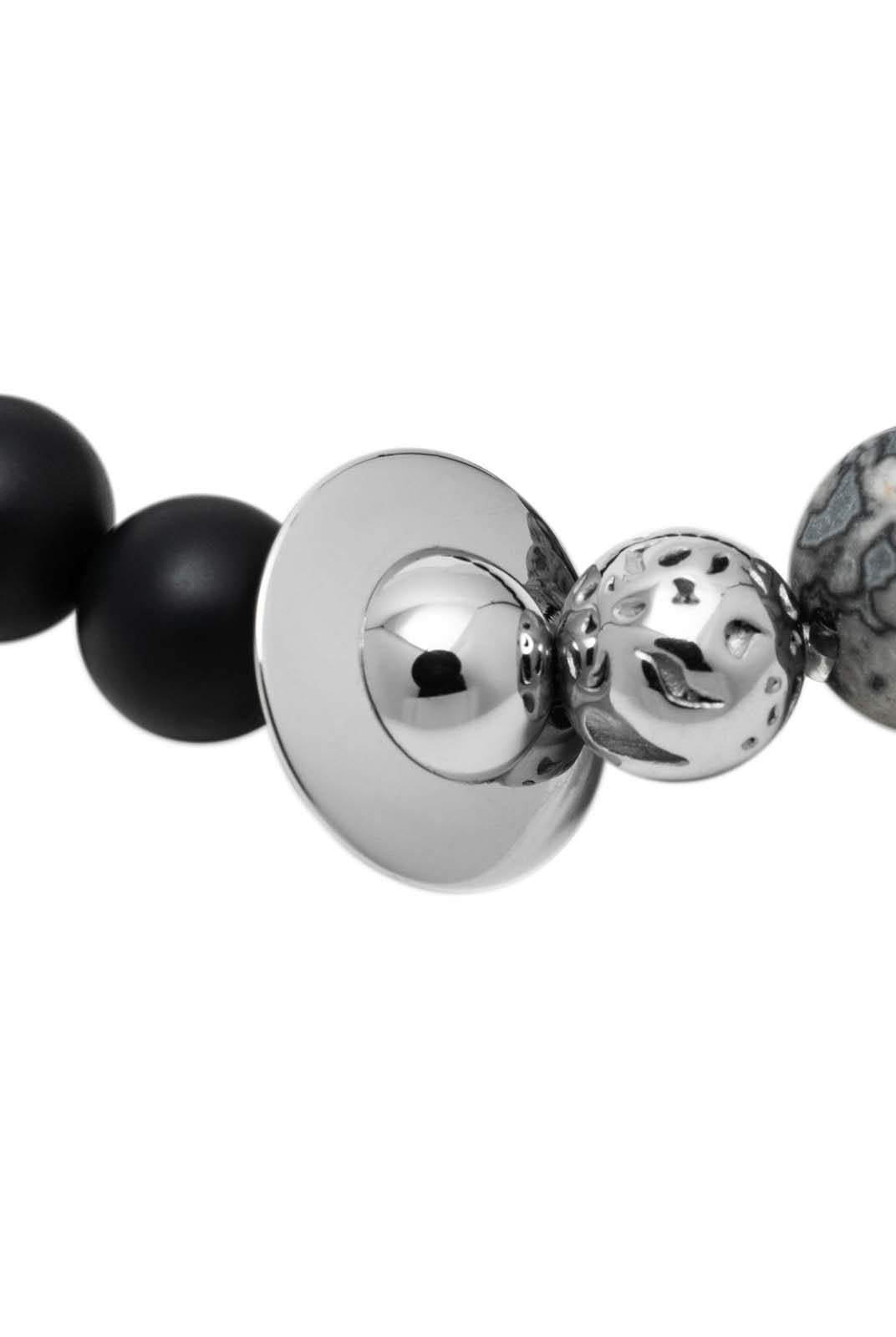 BLACKHEAD Black Agate Steel Beaded Bracelet in Black - Detail