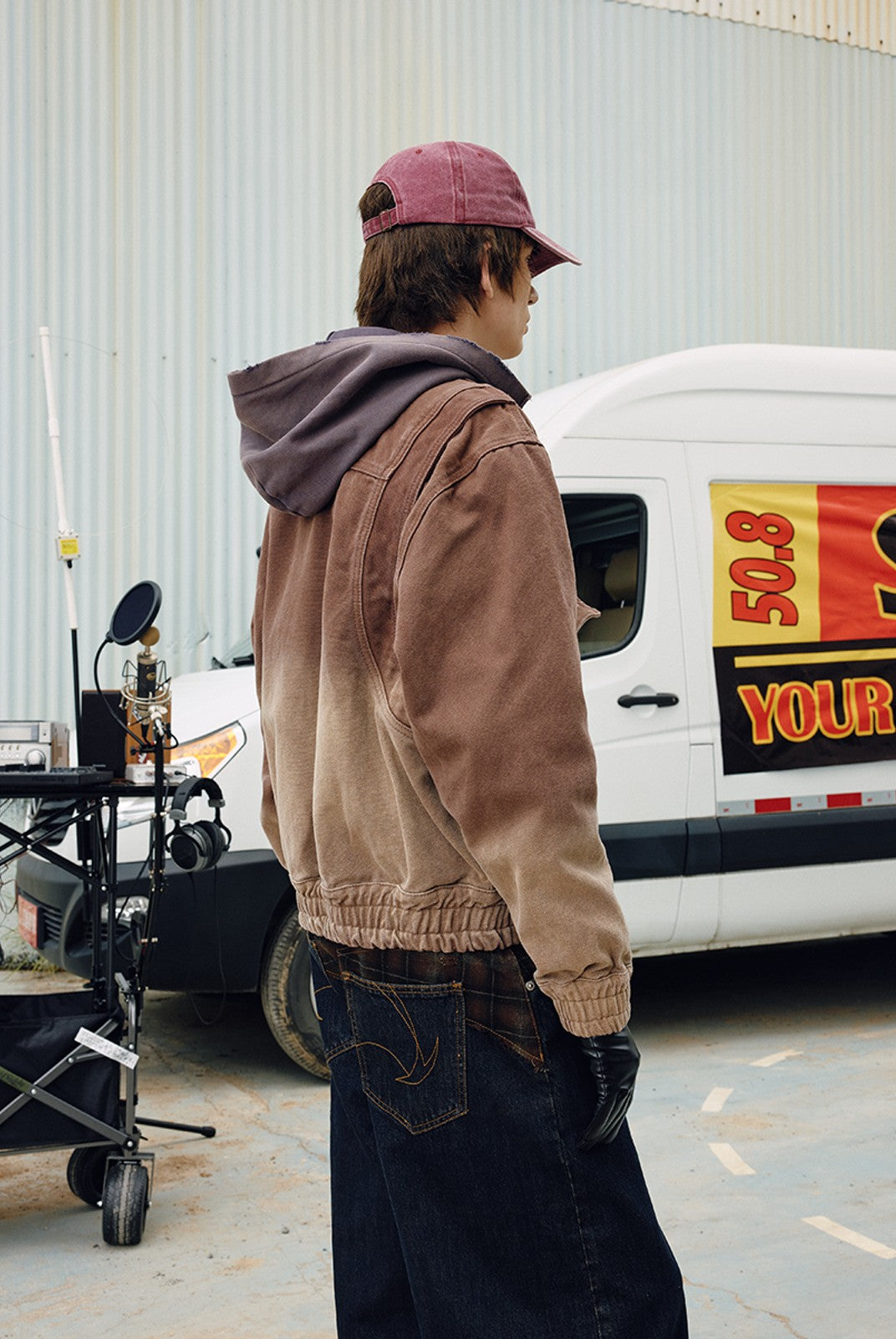 SOD Distressed Cotton Lumberjack Jacket in Red - On Model