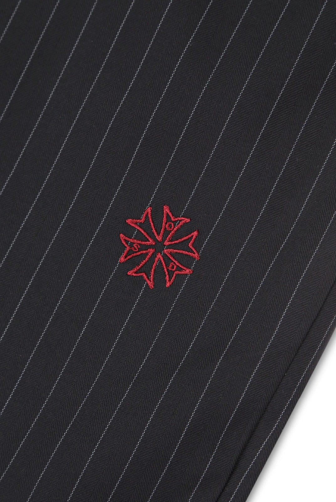 SOD Melvins Embroidered Pinstripe Trousers in Black - Detail