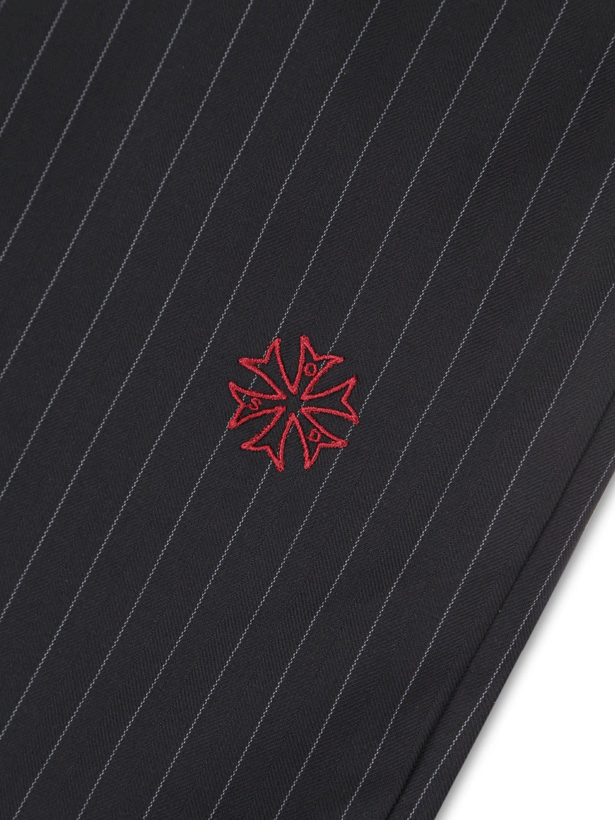 SOD Melvins Embroidered Pinstripe Trousers in Black - Detail
