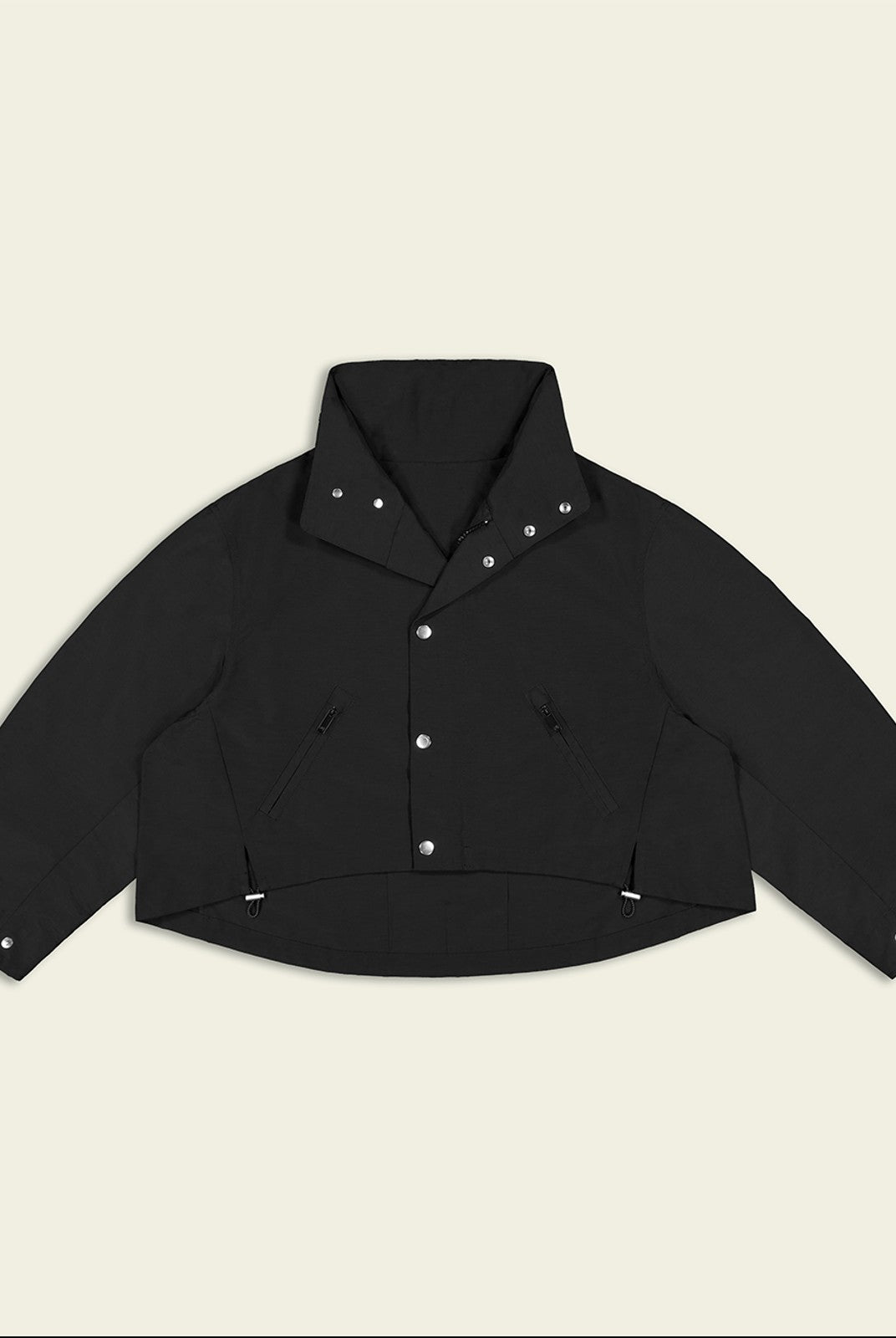 FaxCopyExpress Drawstring Hem Cropped Jacket in Black