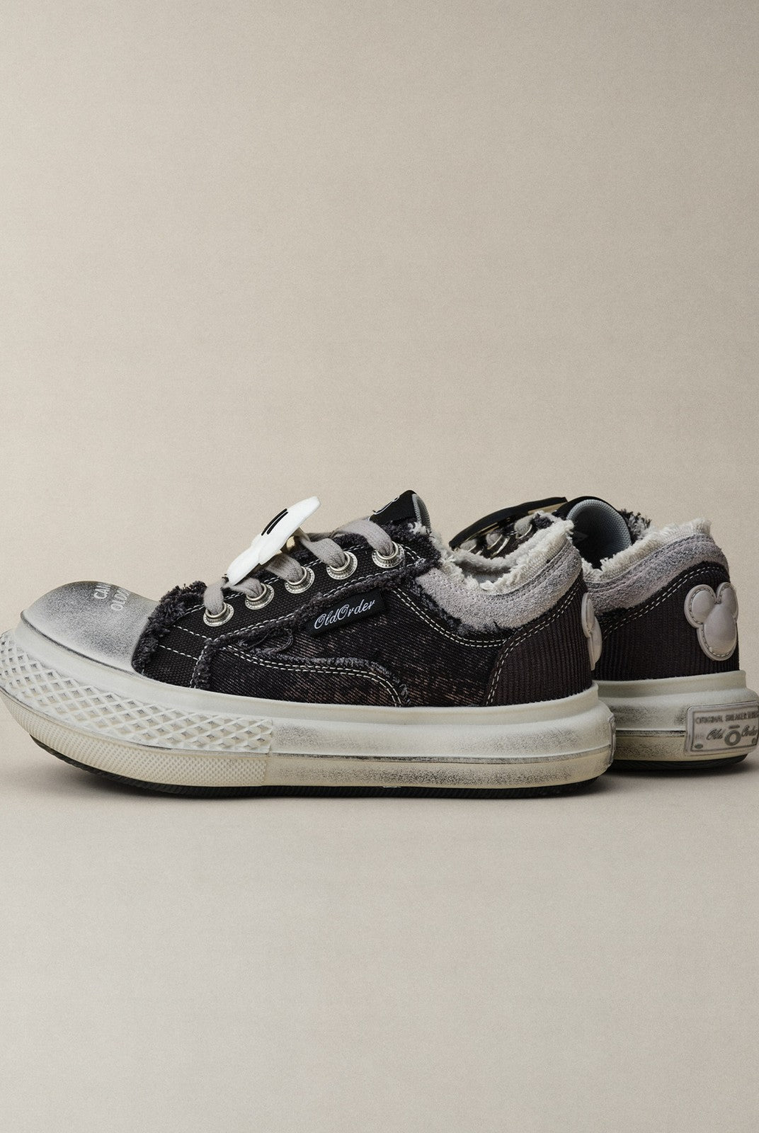 OLDORDER Mickey Mouse Chunky Platform Sneakers in Black