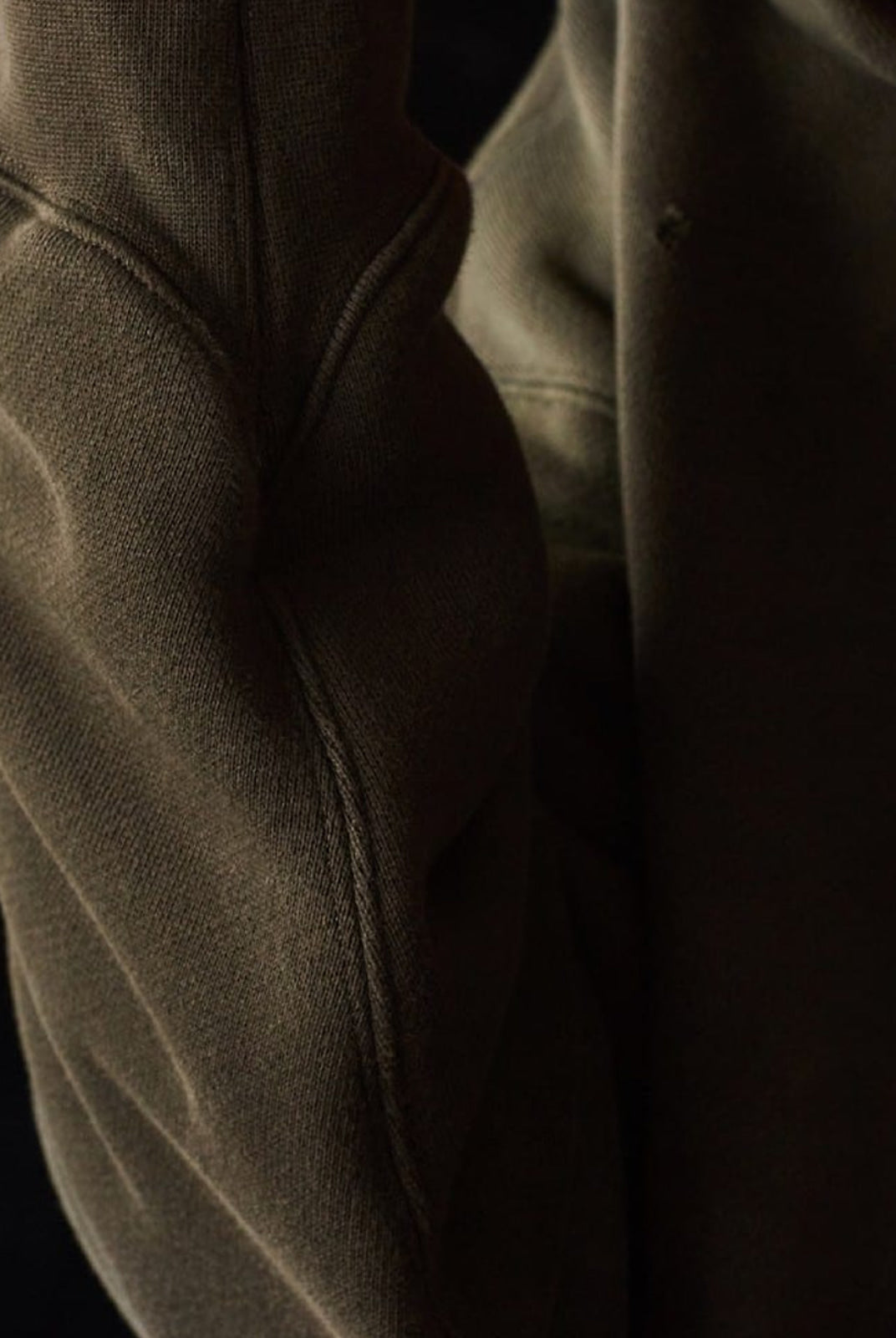 USAGE Faded Vintage Wash Hoodie in Olive - On Model