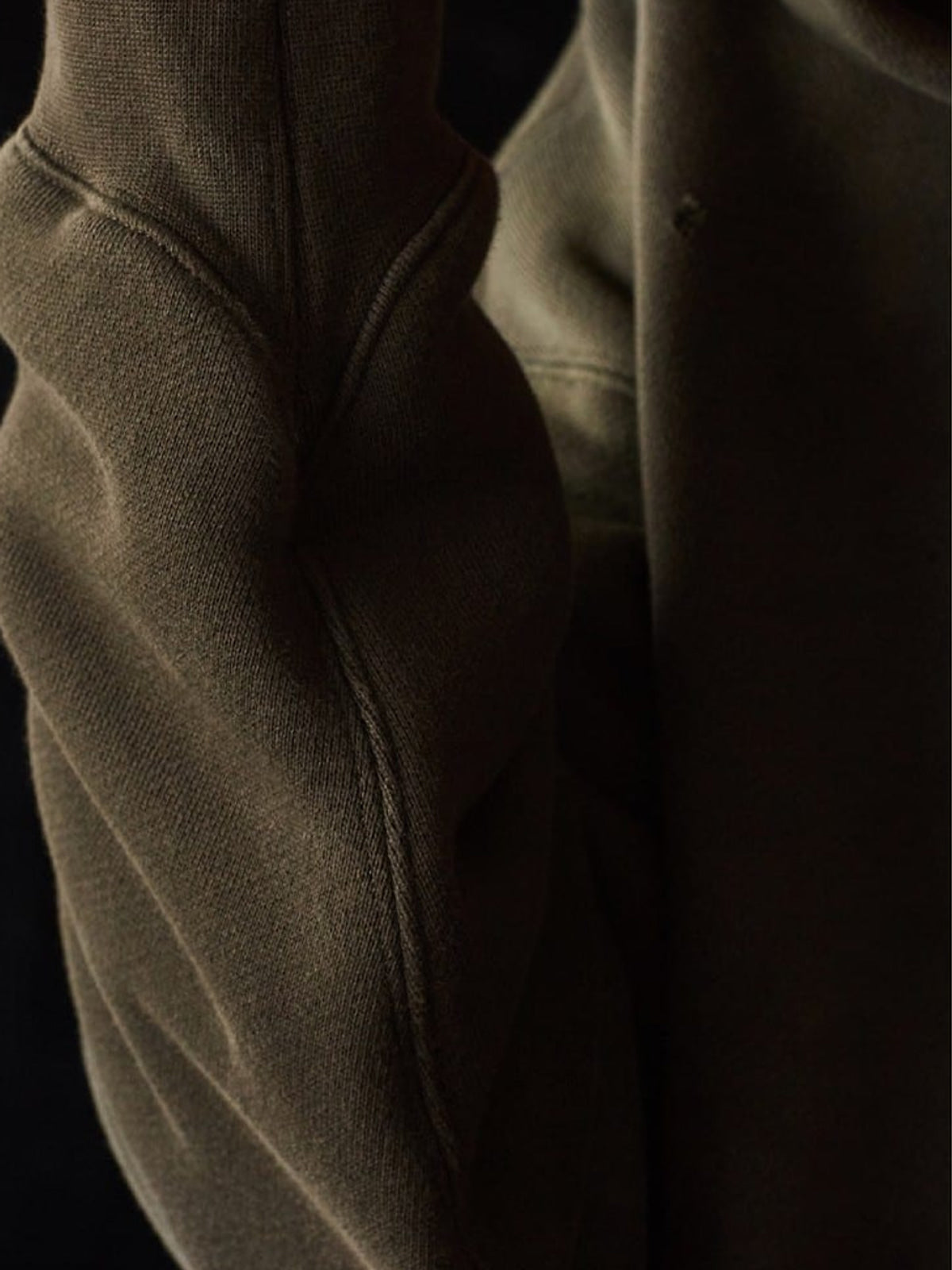 USAGE Faded Vintage Wash Hoodie in Olive - On Model