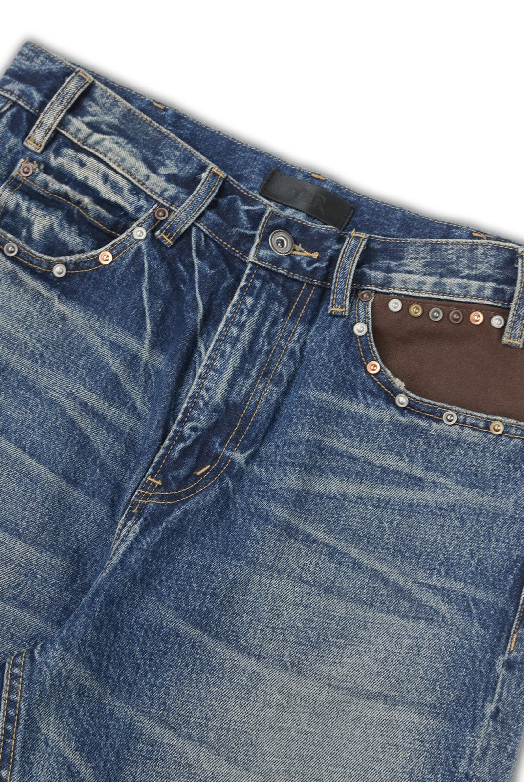 SOD Distressed Patchwork Jeans in Blue - Detail