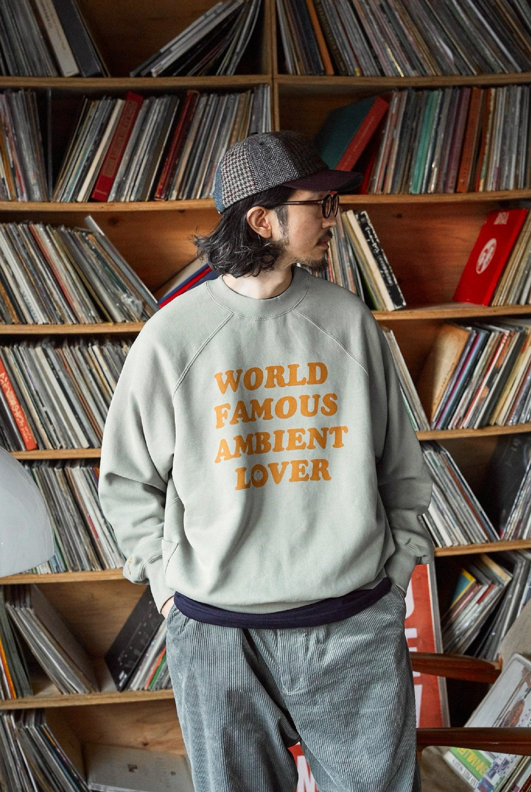 USAGE Heavyweight Raglan Graphic Sweatshirt in Mint - On Male Model
