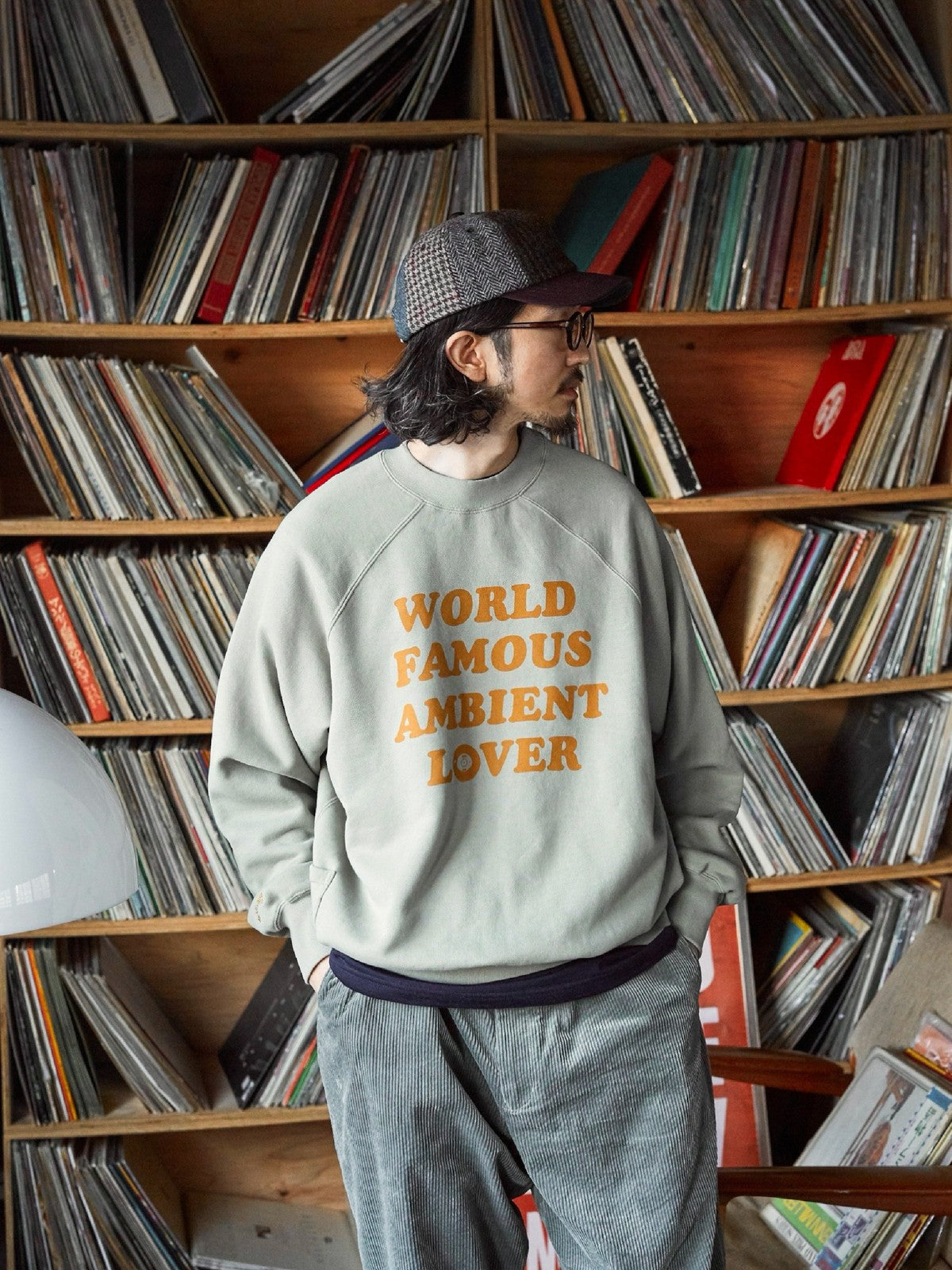 USAGE Heavyweight Raglan Graphic Sweatshirt in Mint - On Male Model
