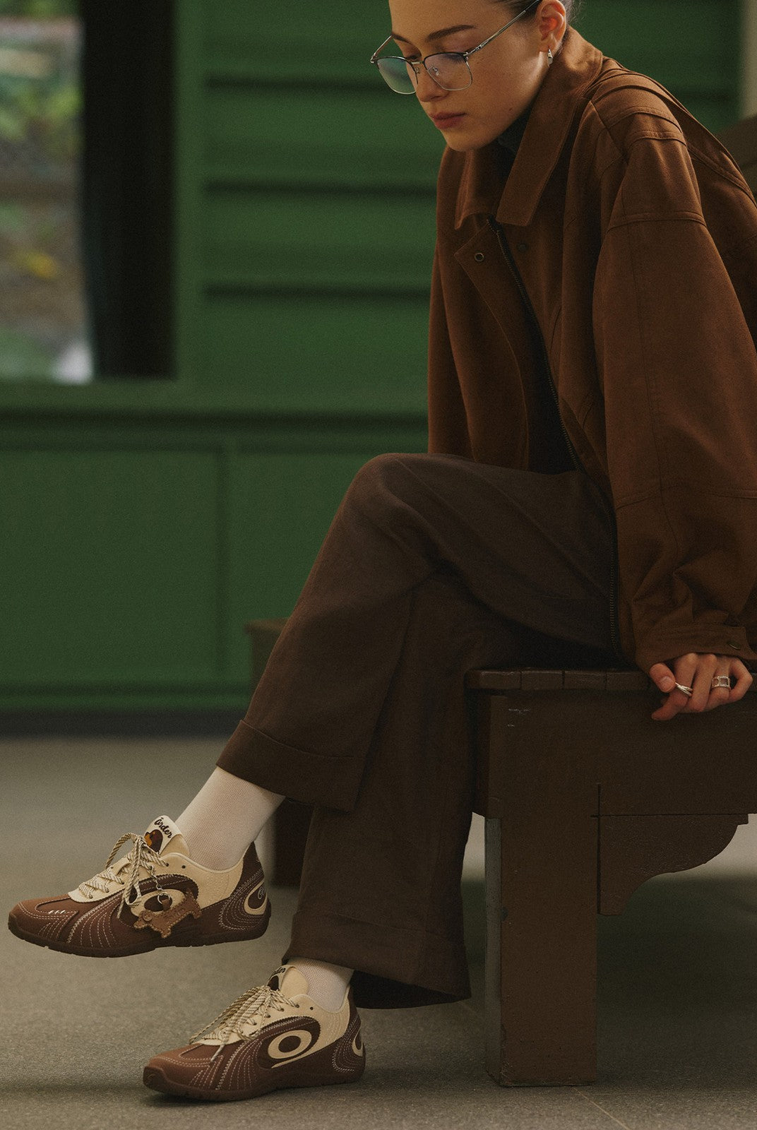 OLDORDER Turbo Lite Dachshund Sneakers in Brown - On Female Model