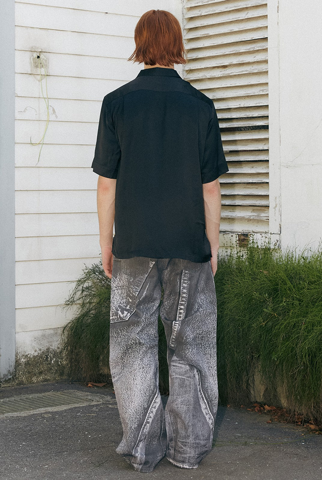 SOD Digital Print Wide Leg Jeans in Black - On Model