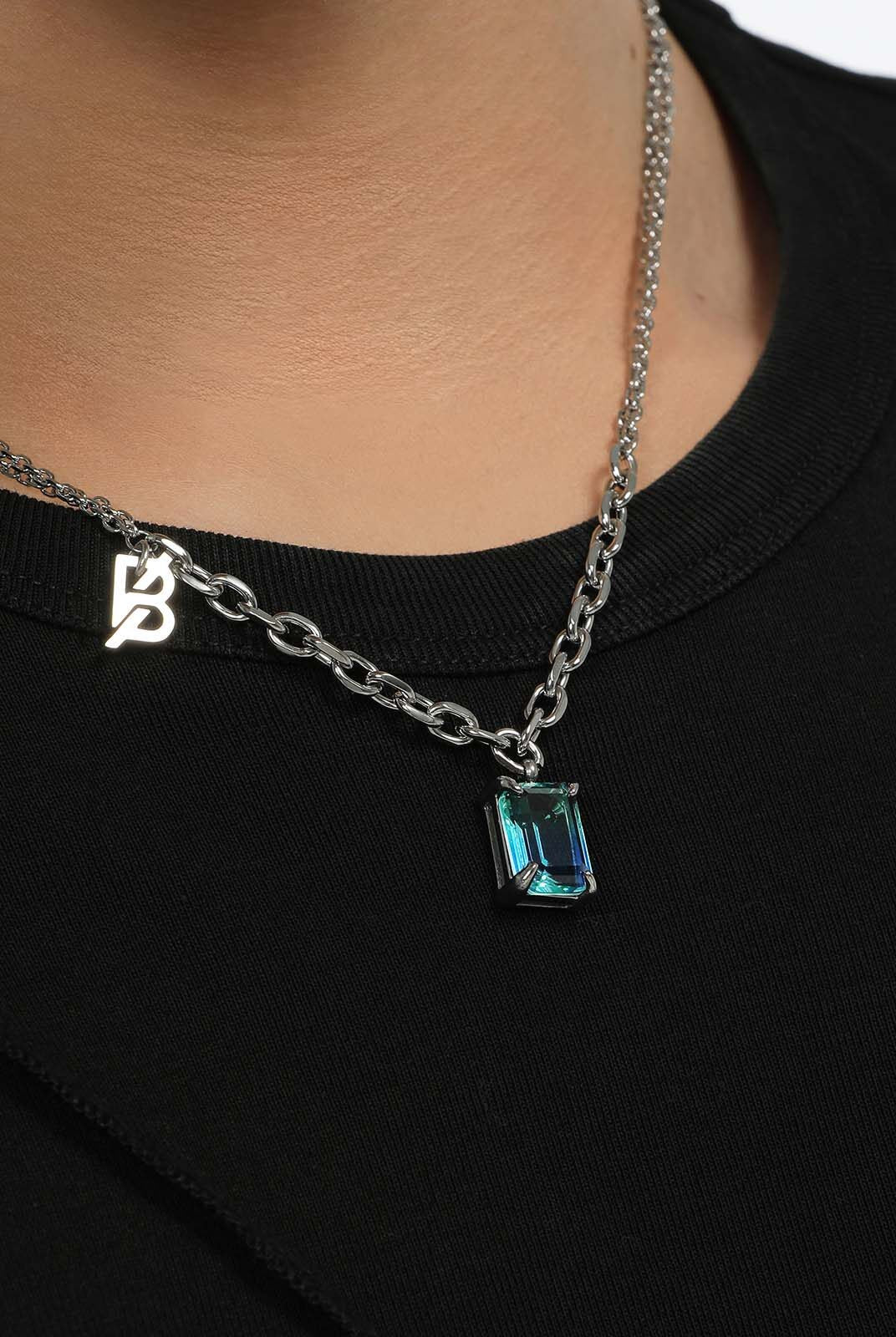 BLACKHEAD Gradient Tourmaline Pendant Necklace in Silver - On Model