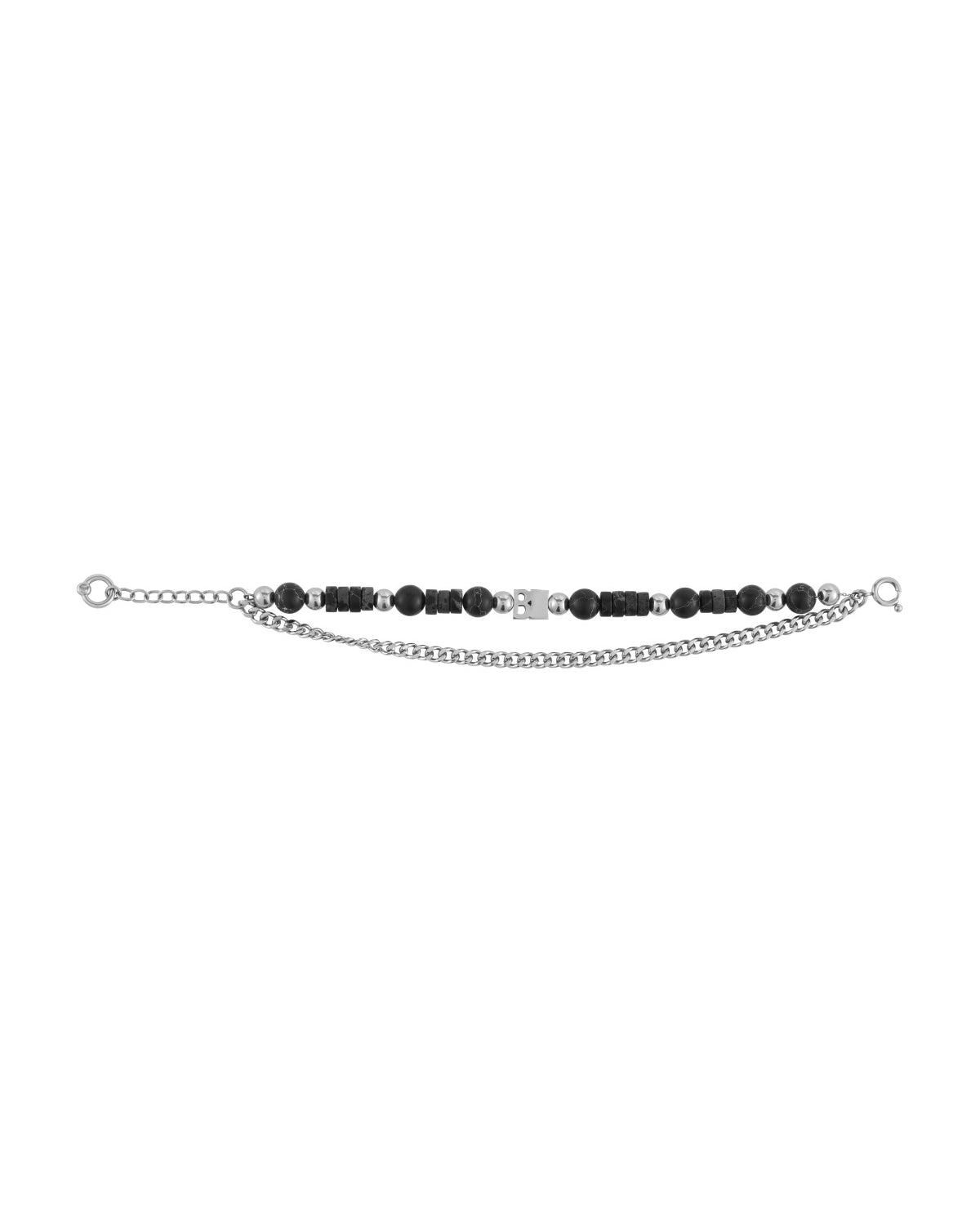 BLACKHEAD Logo Tag Stone Bead Chain Bracelet in Black