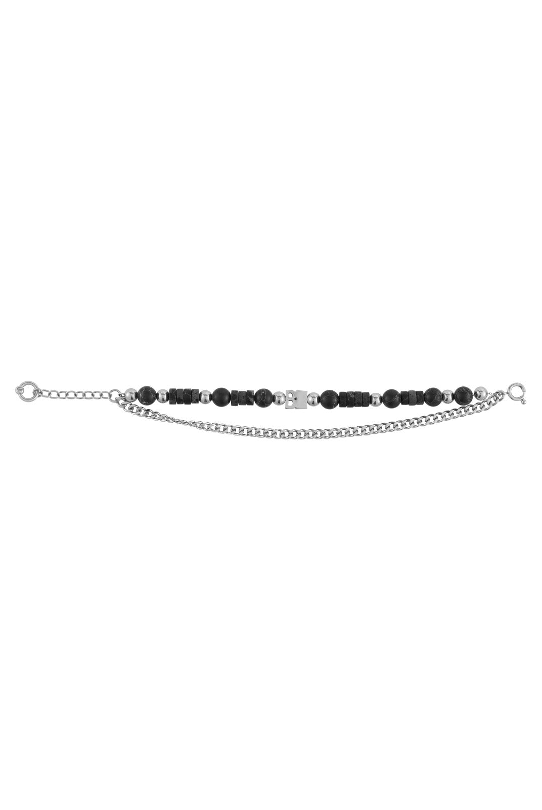 BLACKHEAD Logo Tag Stone Bead Chain Bracelet in Black