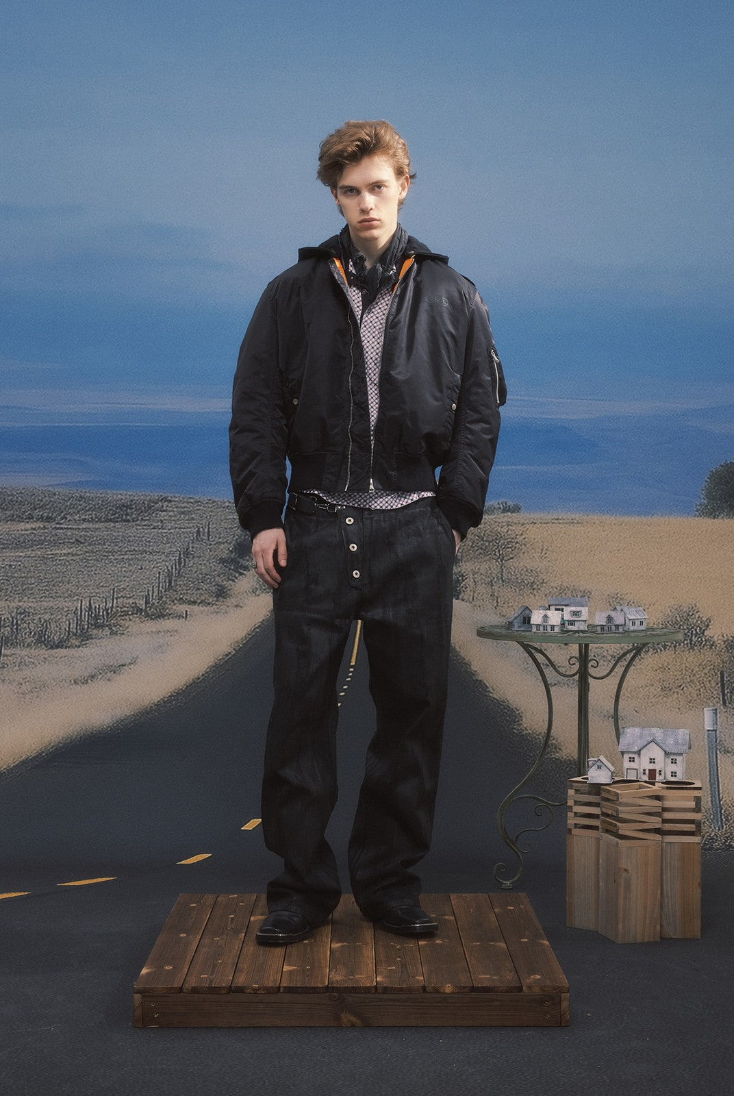 SOD Narcoleptic Hooded Bomber Jacket in Black - On Male Model