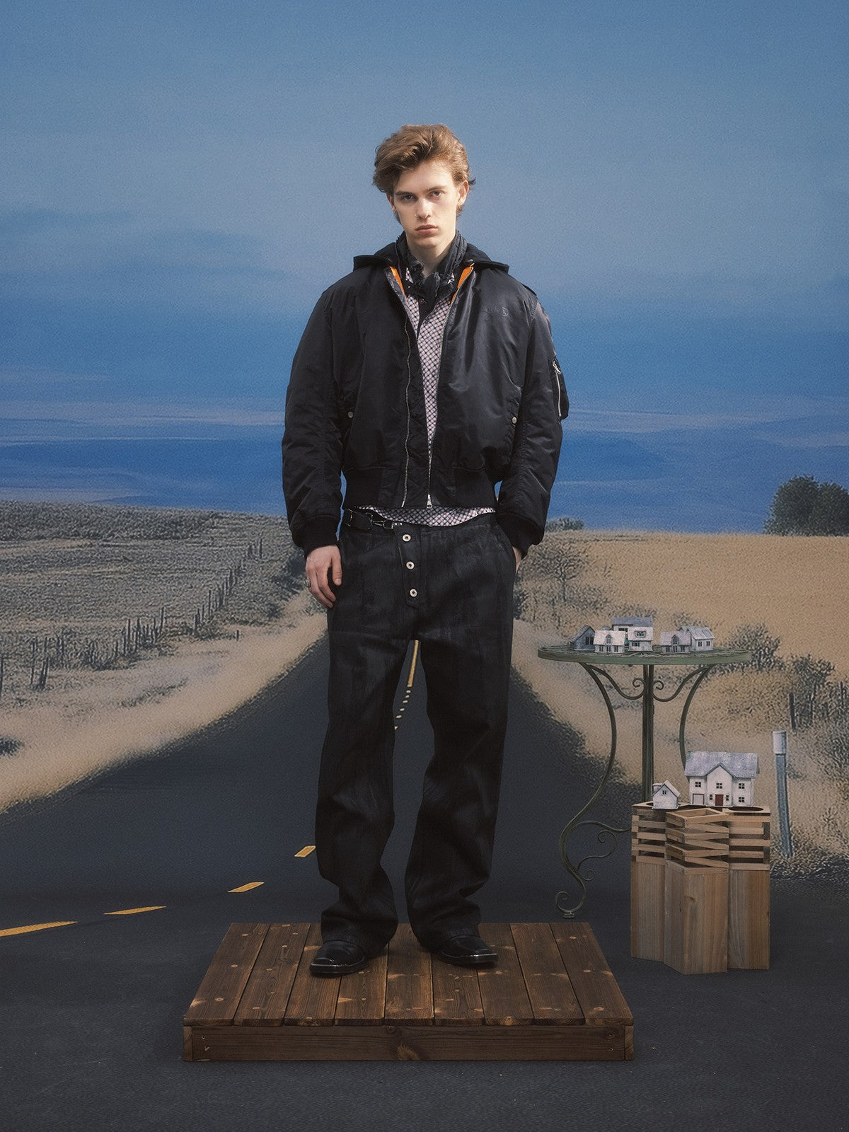 SOD Narcoleptic Hooded Bomber Jacket in Black - On Male Model
