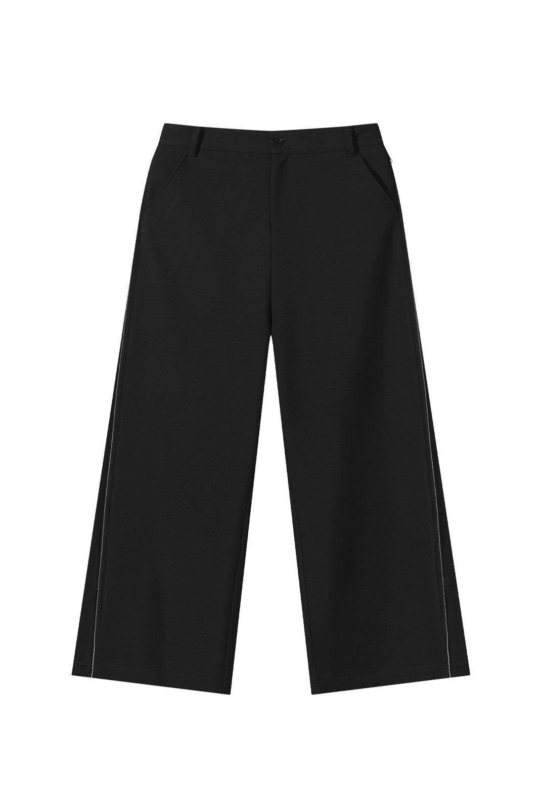 BLINDNOPLAN Side Zip Adjustable Wide Leg Trousers in Black