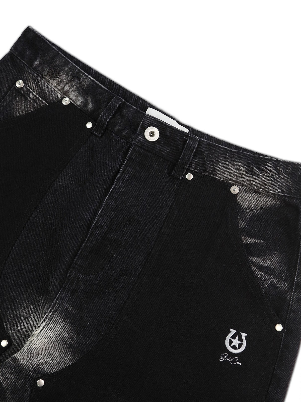 SOD Rivet Panel Micro Flare Jeans in Black - Detail