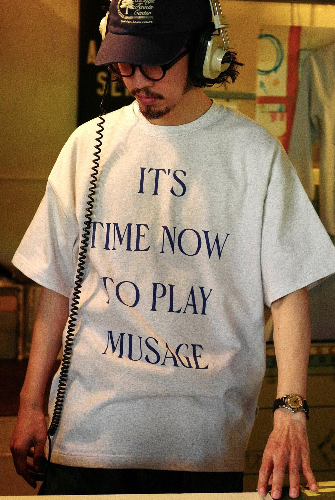 USAGE Heavyweight Graphic Cotton T Shirt in Heather Gray - On Male Model