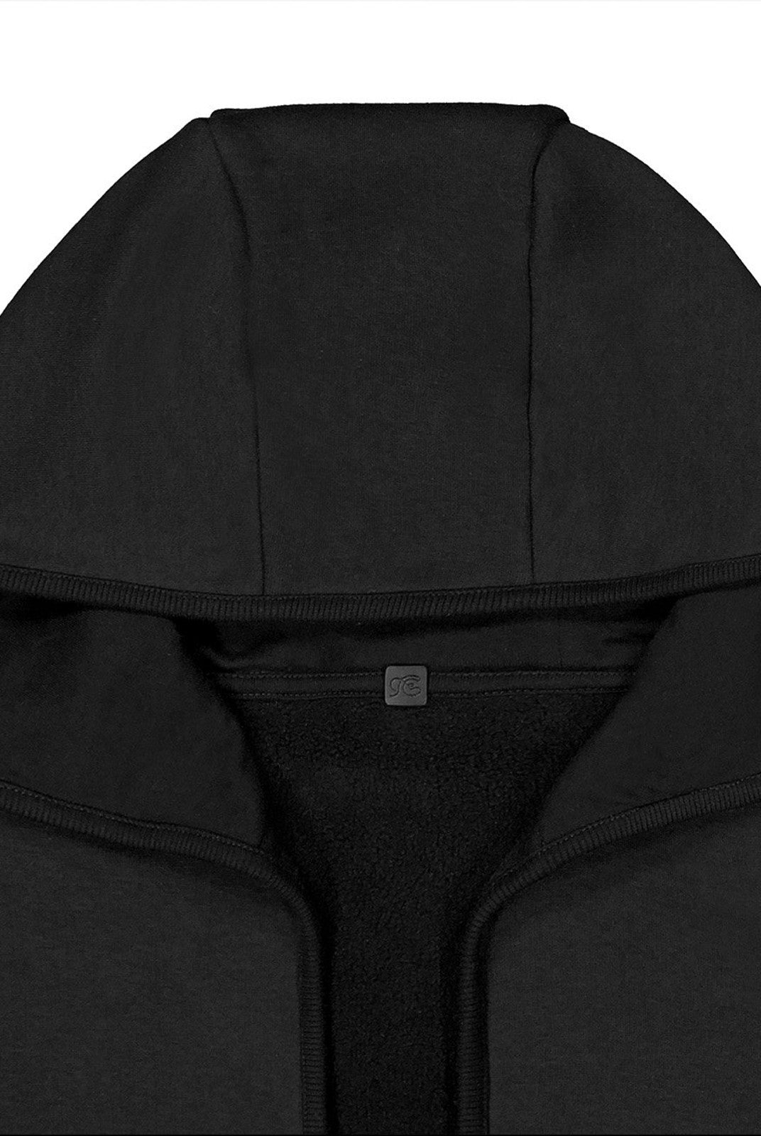 FaxCopyExpress Fleece Lined Deep V Neck Hoodie in Black - Detail