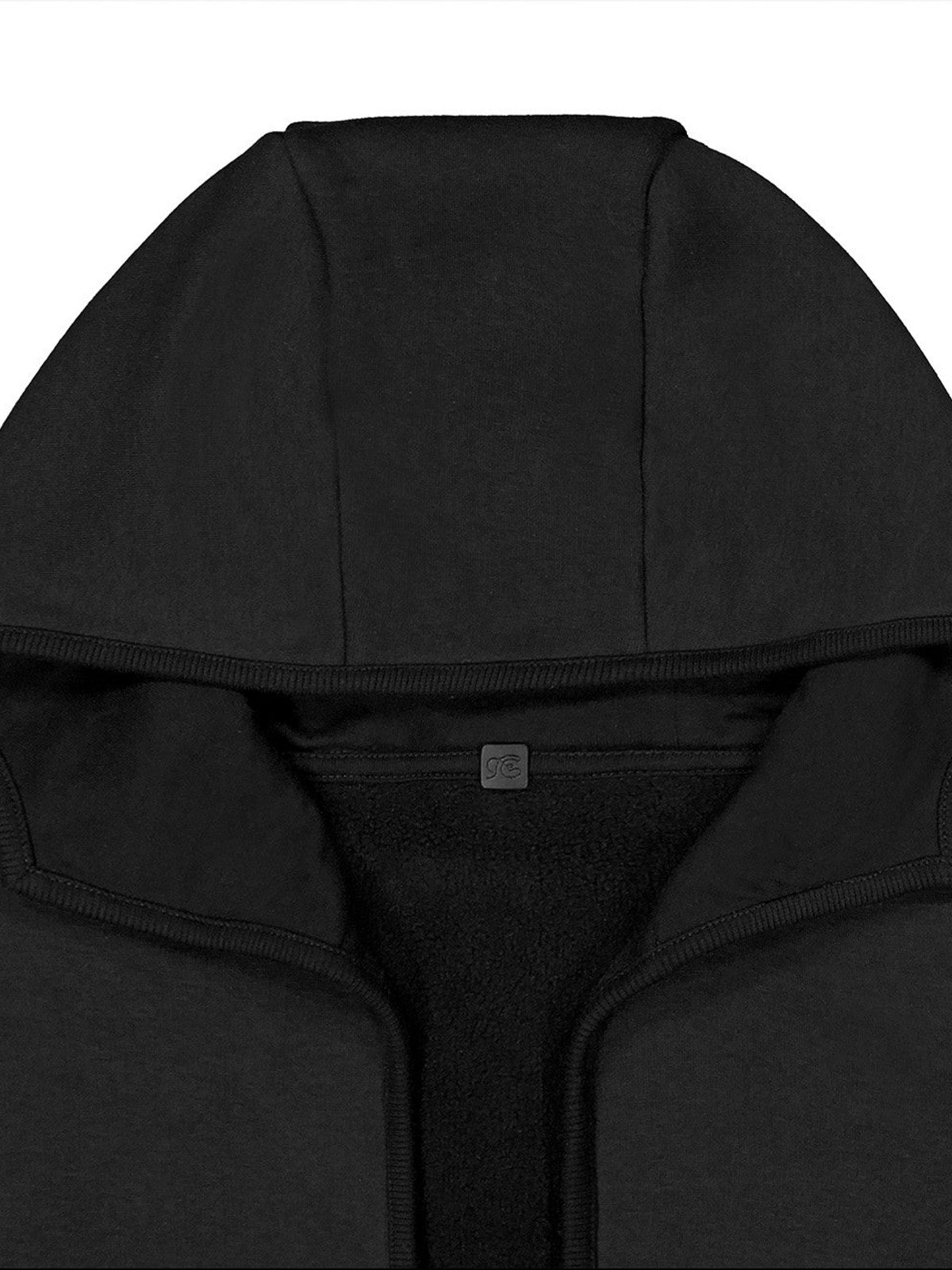FaxCopyExpress Fleece Lined Deep V Neck Hoodie in Black - Detail