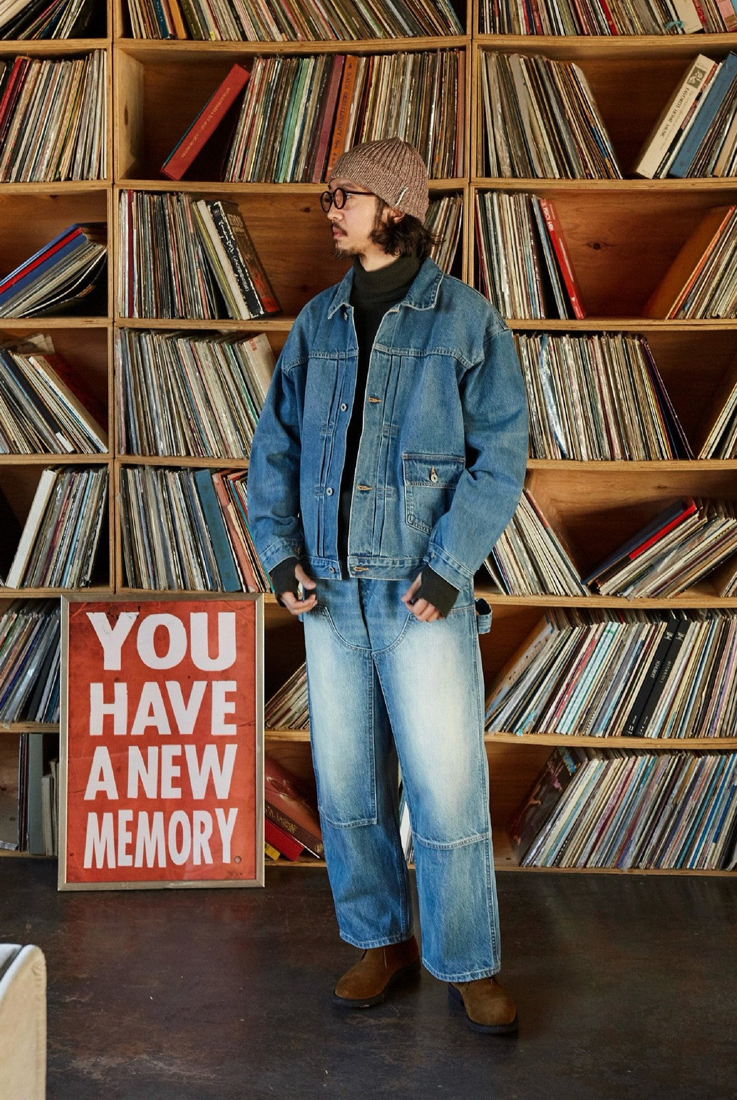 USAGE Type I Selvedge Denim Cropped Jacket in Denim - On Male Model