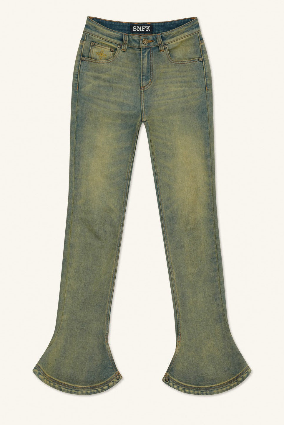 SMFK High Waisted Horseshoe Flare Jeans in Denim