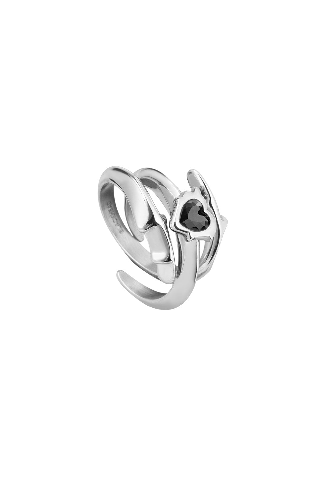 BLACKHEAD Spiked Heart Steel Ring in Gray