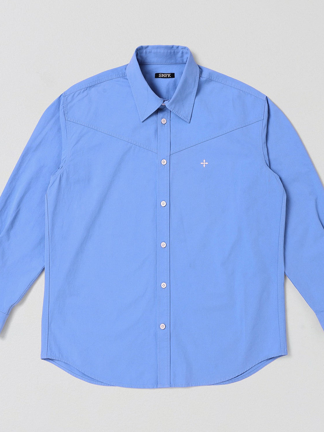 SMFK Cross Badge Cotton Cargo Shirt in Sky Blue