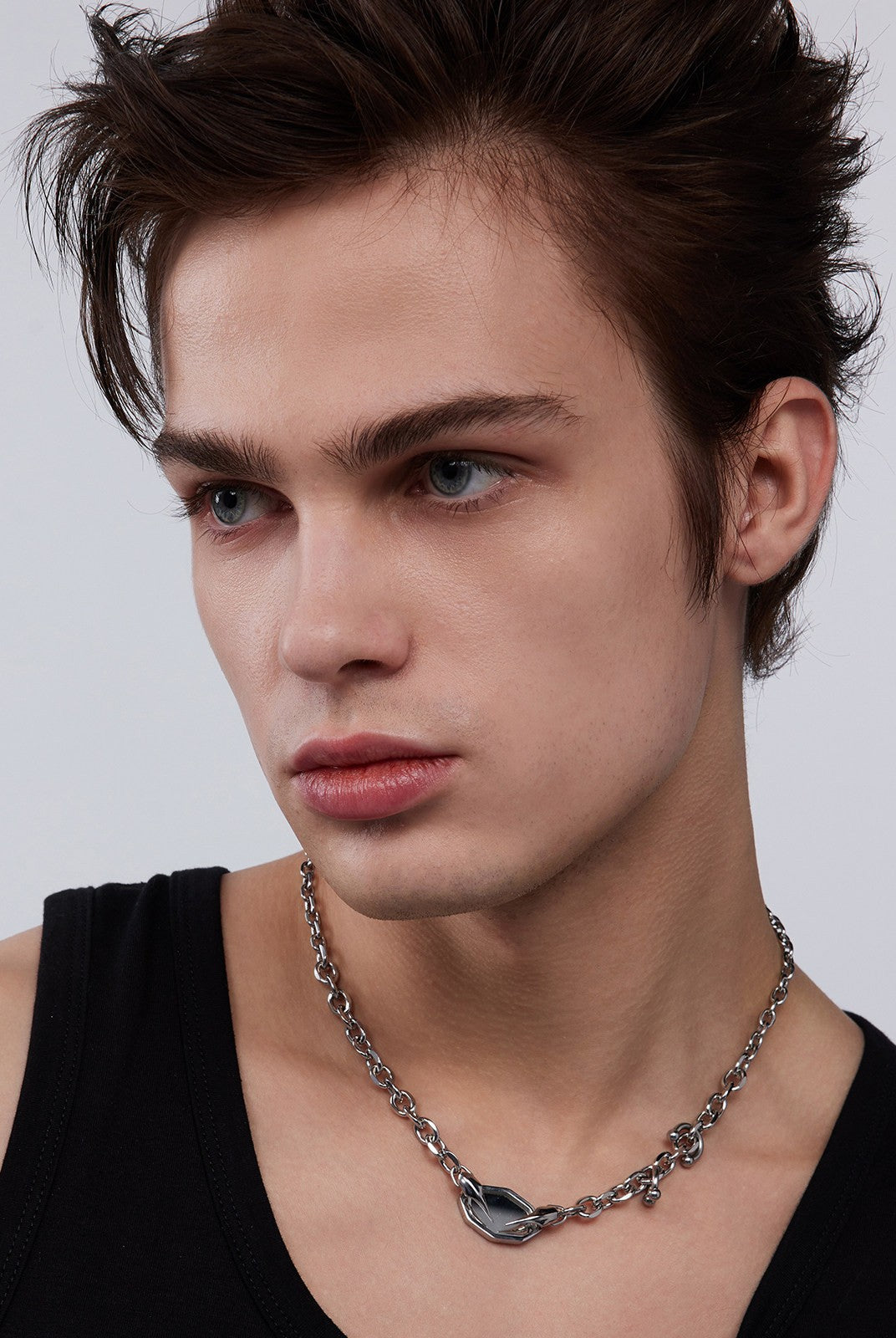 BLACKHEAD Panic Mirror Pendant Necklace in Silver - On Male Model