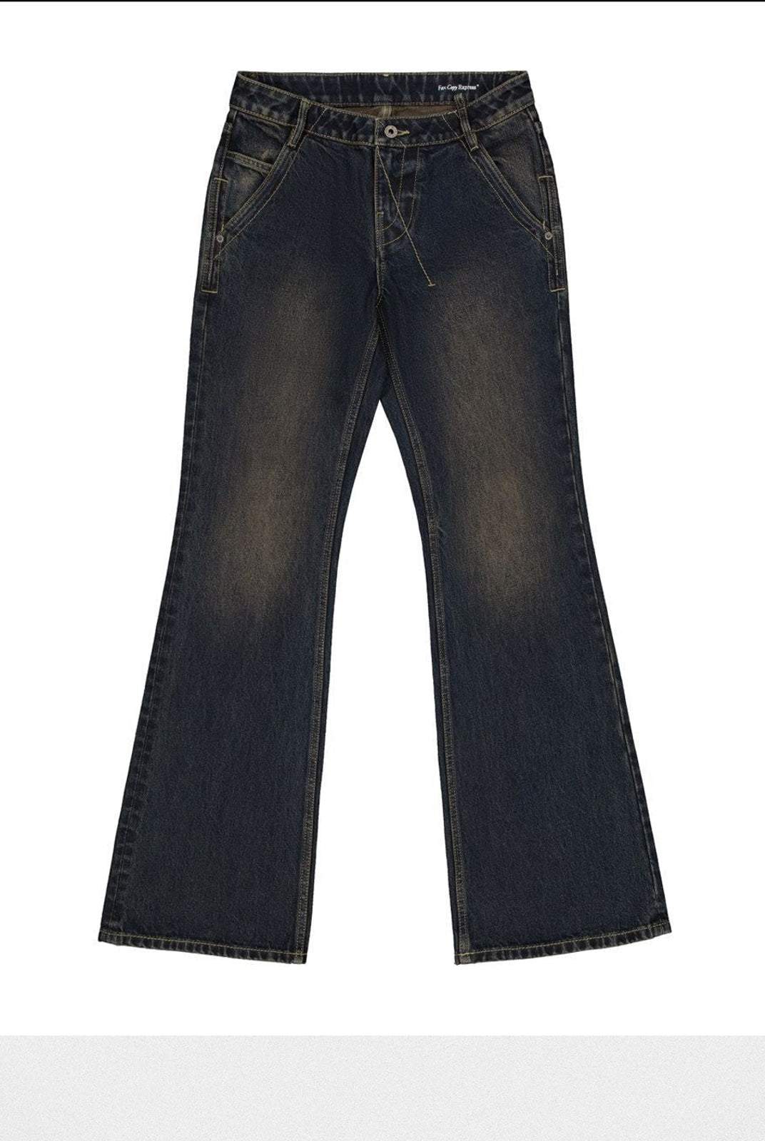 FaxCopyExpress Distressed Slim Flare Jeans in Black